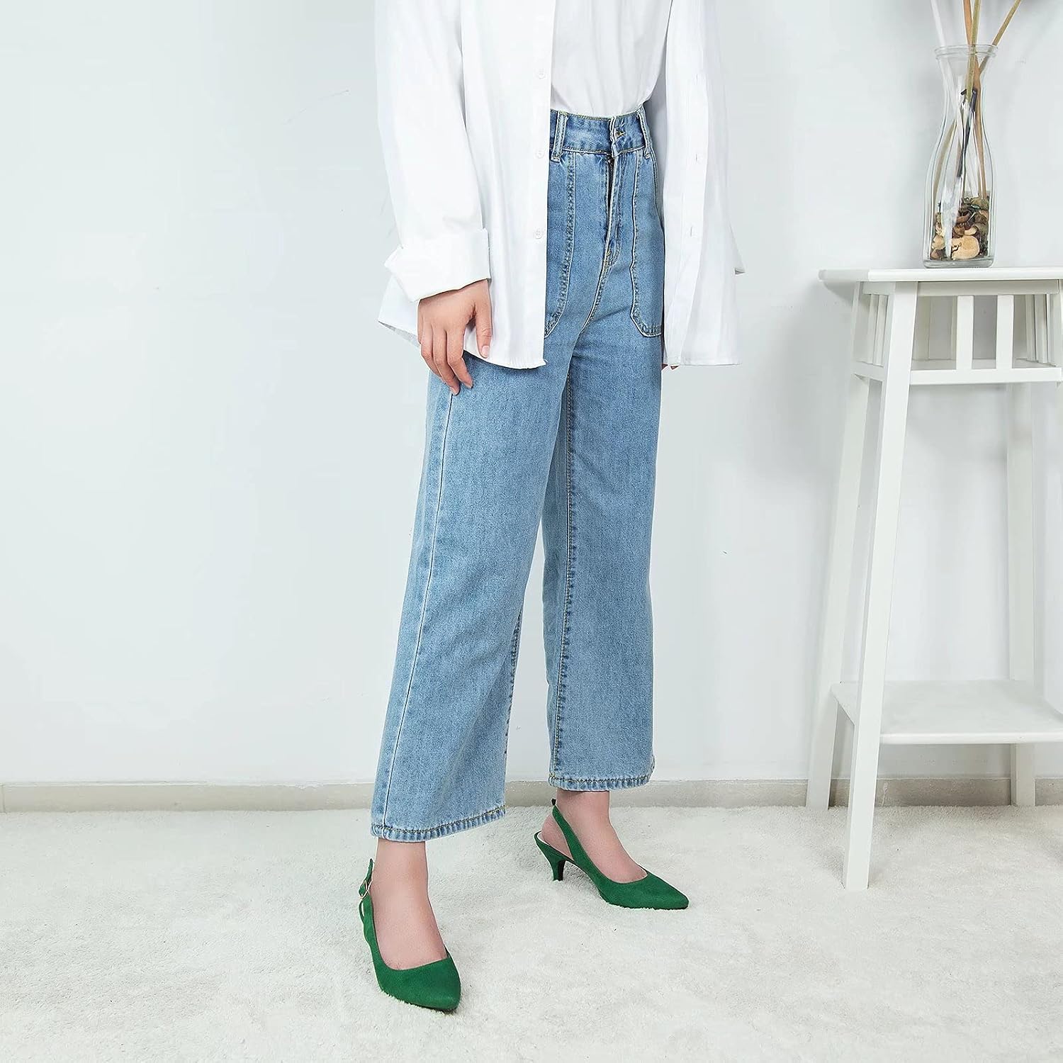 Detalle 2 de Greatonu Pointed Toe Slingback Kitten Heels: Classic, Comfortable Office to Wedding Shoes