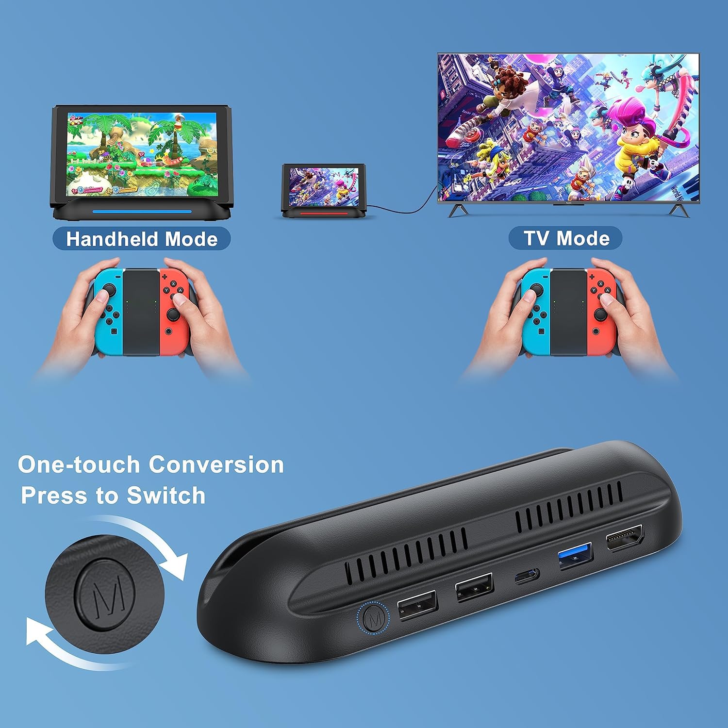 Thumbnail 2 de 5-in-1 Switch Dock für Nintendo Switch OLED – TV-Adapter mit HDMI, USB 3.0 und USB-C-Ladenanschluss (nicht für Switch 2)