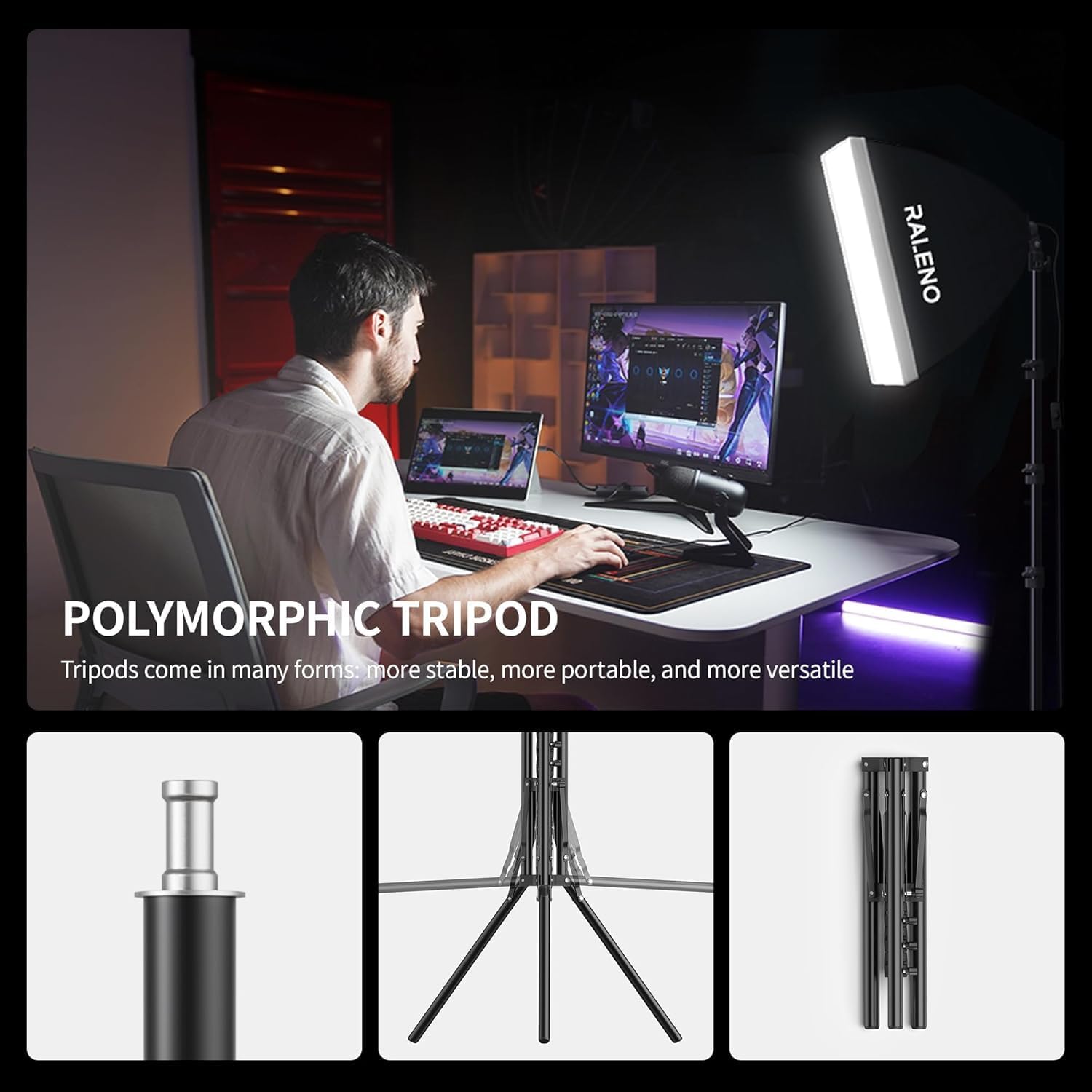 Detalle de RALENO Softbox Set 40×40 cm Fotolicht mit 50W LED