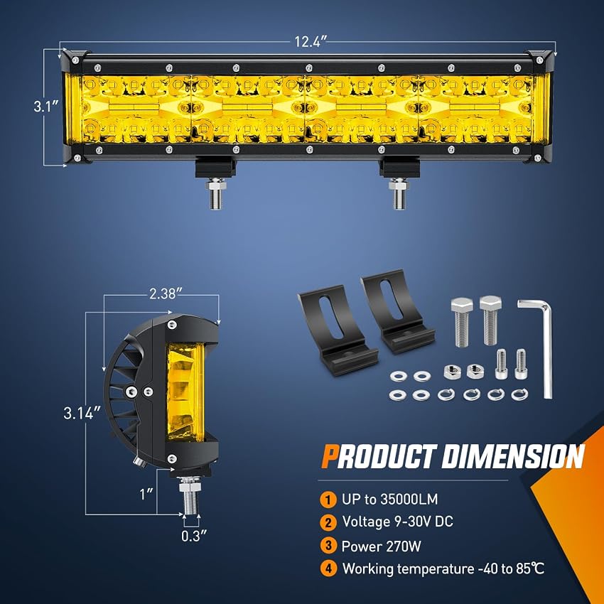 Detalle 2 de Nilight Side Shooter 12-inch LED Light Bar for Off-Road 🚚
