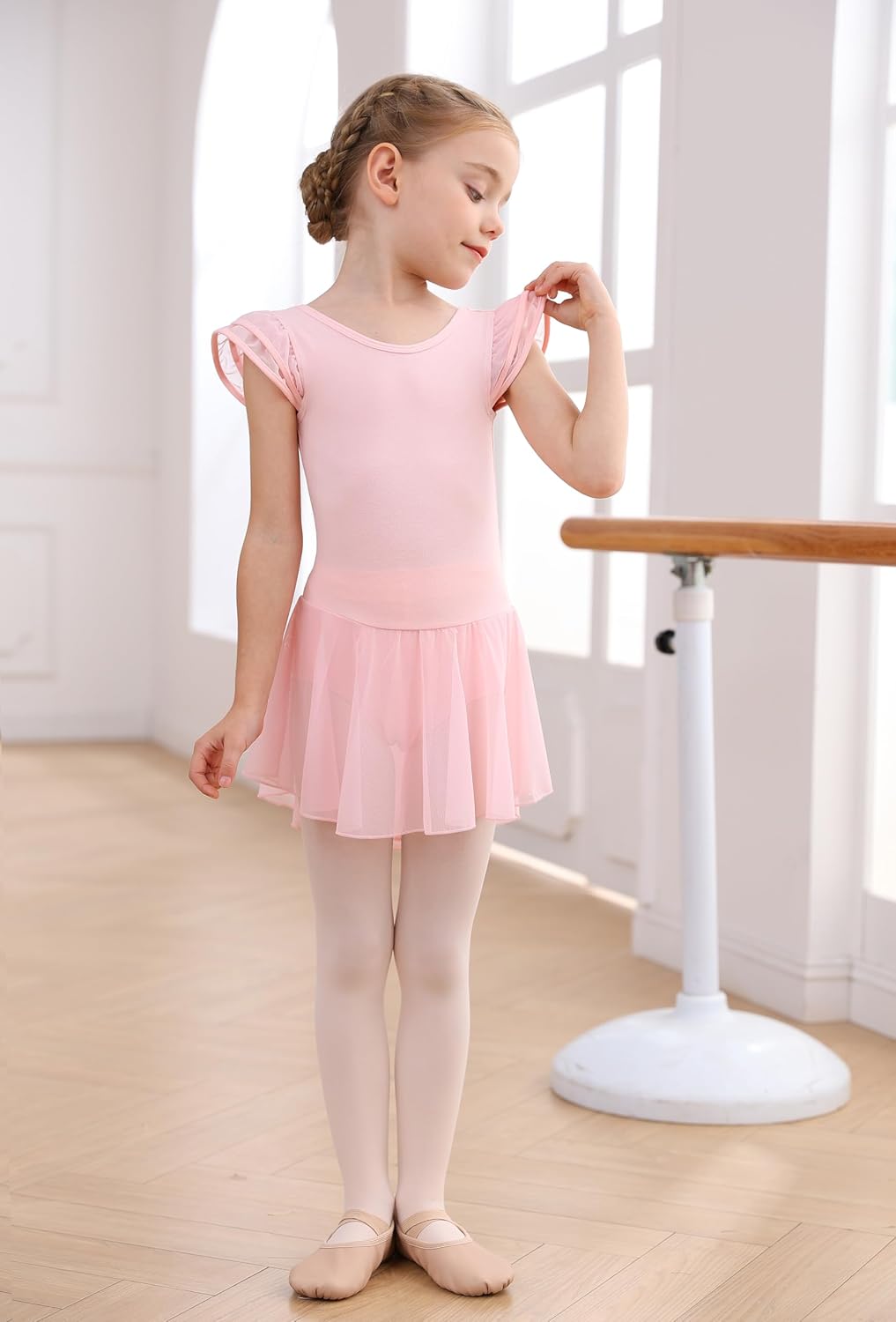 Detalle 2 de MdnMd Girls' Ballet Leotard Dress, Cotton Blend