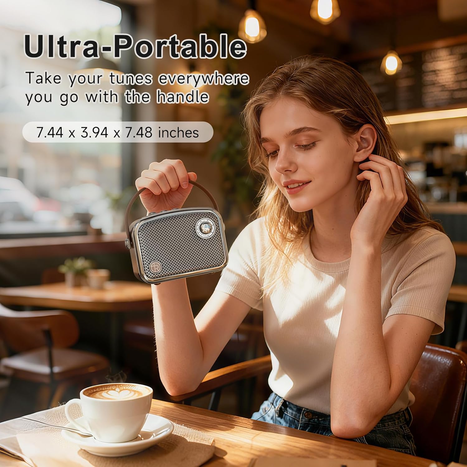 Thumbnail 5 de TOMPROAD Altoparlante Bluetooth portatile in stile retrò marrone: eleganza vintage e praticità