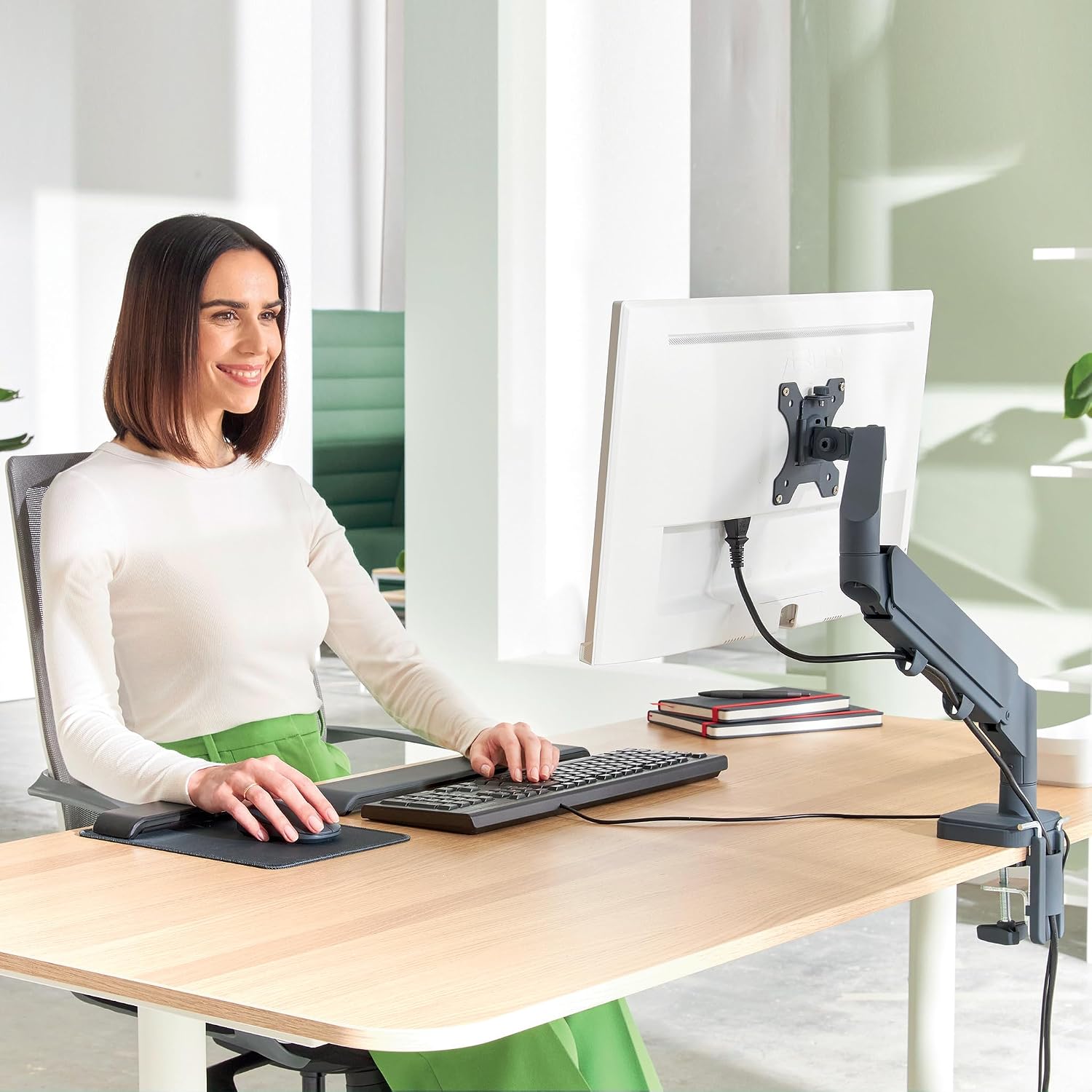 Detalle 2 de Leitz Ergo Braccio Singolo per Monitor a molla – supporto fino a 32'', 9 kg, grigio scuro