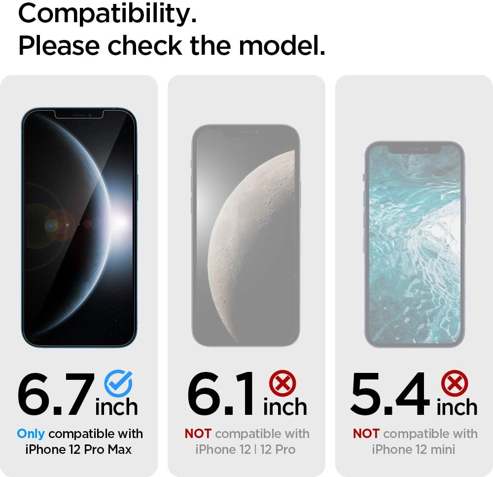Detalle 2 de Spigen Glas.tR EZ Fit Pellicola in vetro temperato 9H per iPhone 12 Pro Max (2 pezzi) Cristallino