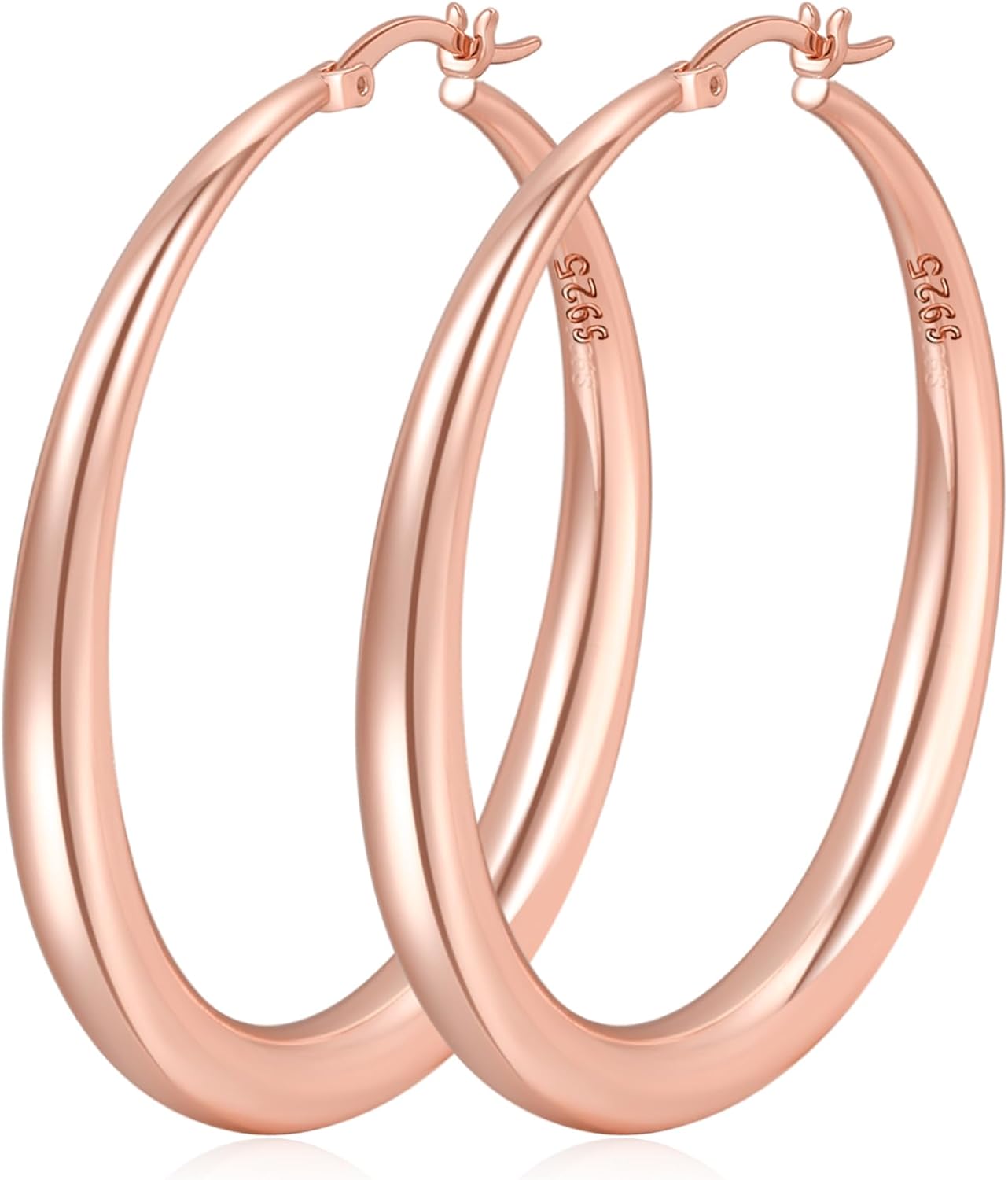 Thumbnail 6 de PABBEU S925 Sterling Silver Large Hoop Earrings (Hypoallergenic, 35–70mm)