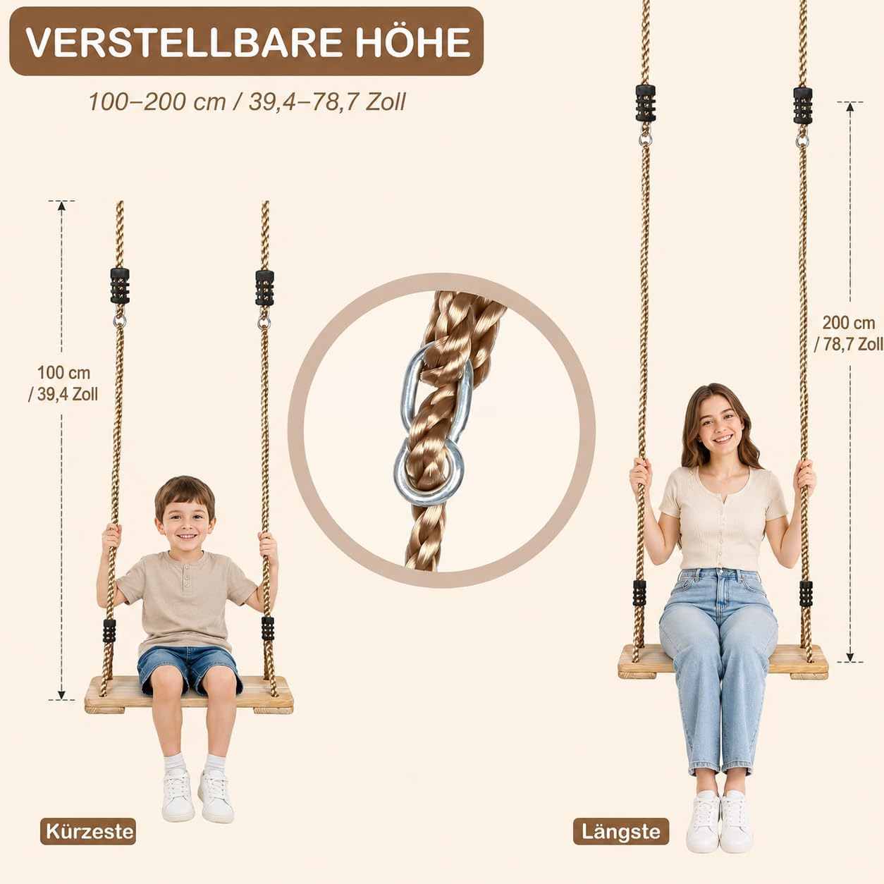 Thumbnail 1 de EXTFANS Holz Schaukel: stabile Schaukel für Innen & Außen bis 160 kg