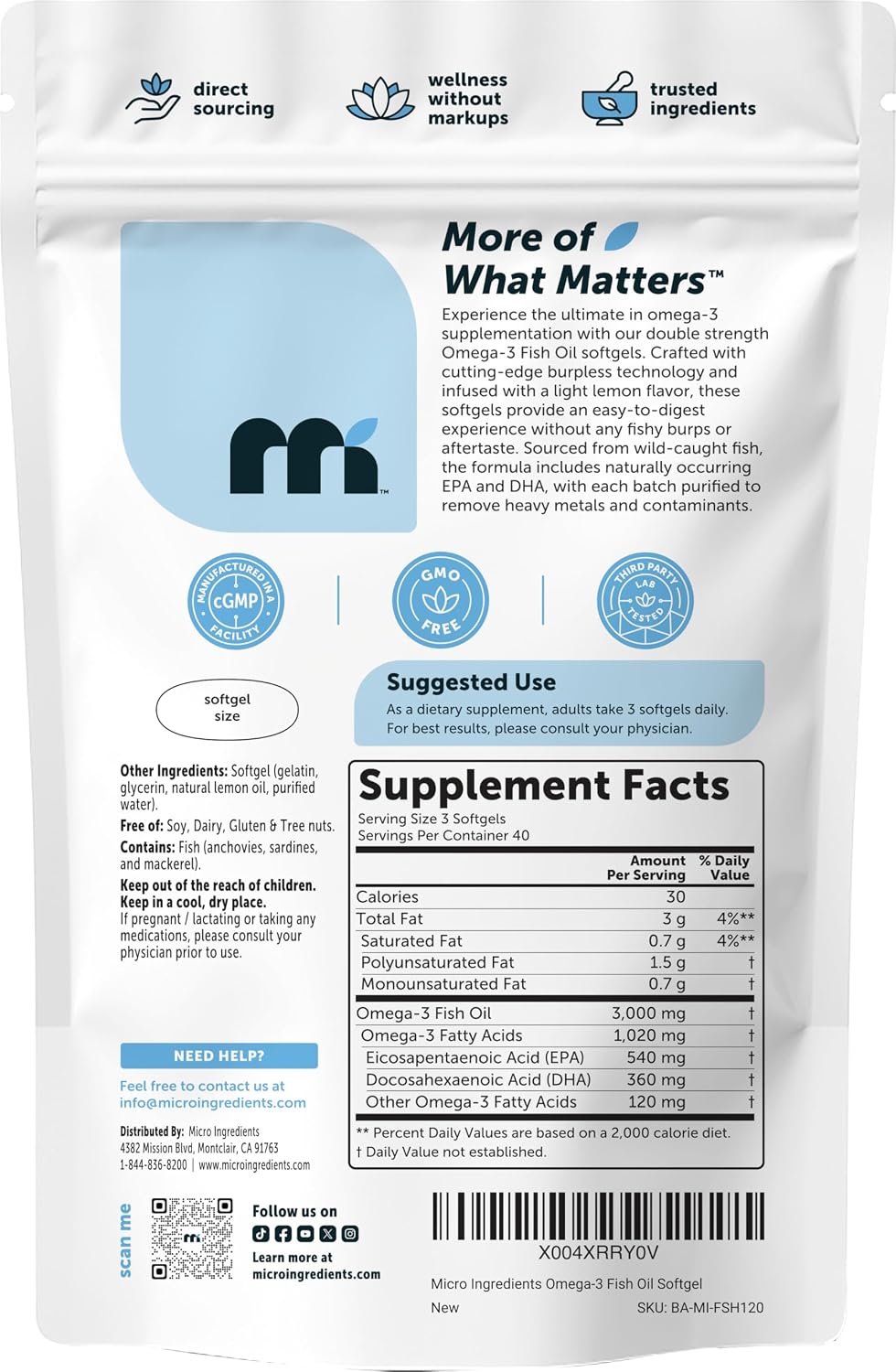Detalle 2 de Micro Ingredients Fish Oil Softgels 120 Softgels