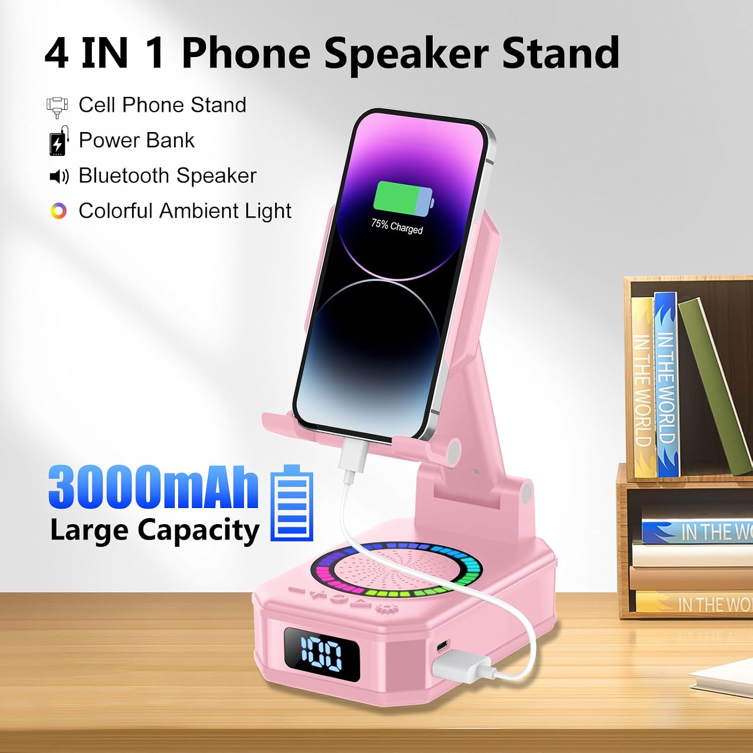Detalle de Foldable Phone Charger Stand with Bluetooth Speaker