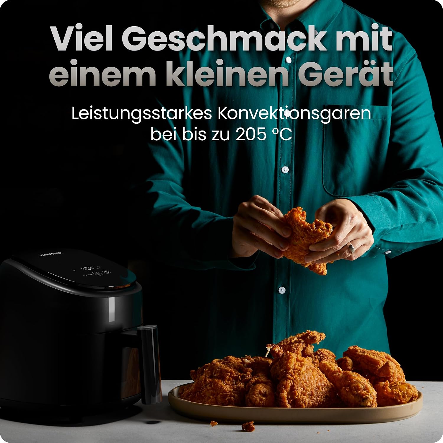 Thumbnail 2 de Chefman 2L Mini-Heißluftfritteuse mit digitaler Zeitschaltuhr – kompakter Airfryer für knusprige Snacks