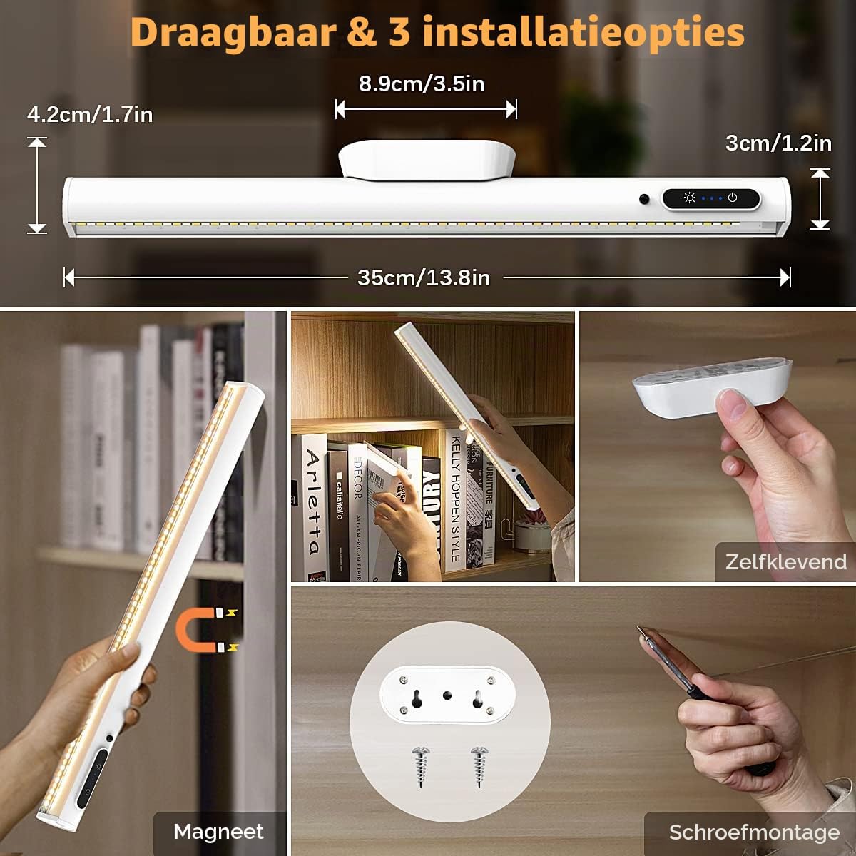 Thumbnail 4 de Hapfish YZYK350-WH02 magnetische oplaadbare kastlamp, dimbaar