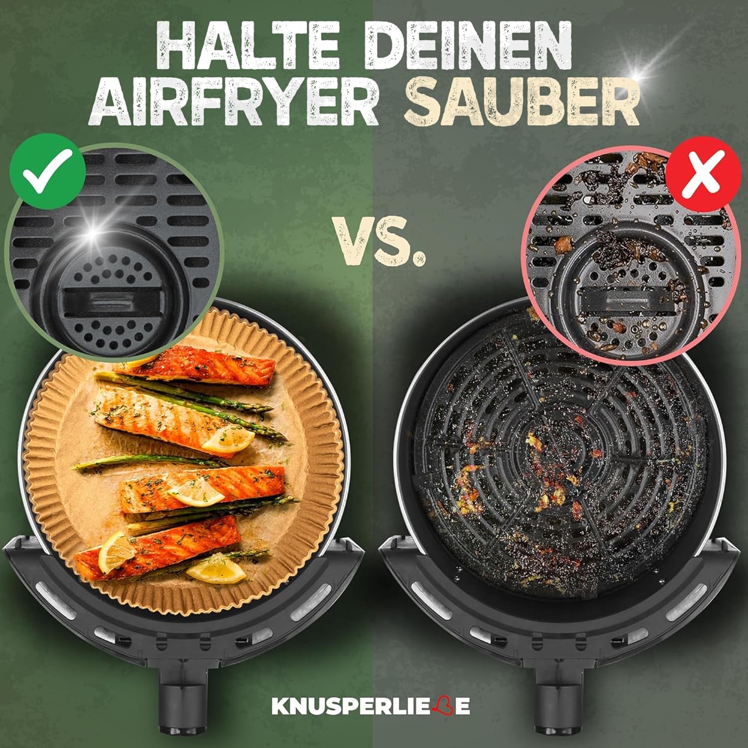 Thumbnail 2 de KNUSPERLIEBE® Backpapier für Heißluftfritteuse (Airfryer) – Rund, ölbeständig, 2–4,4 L, 16–20 cm – 100 Stück