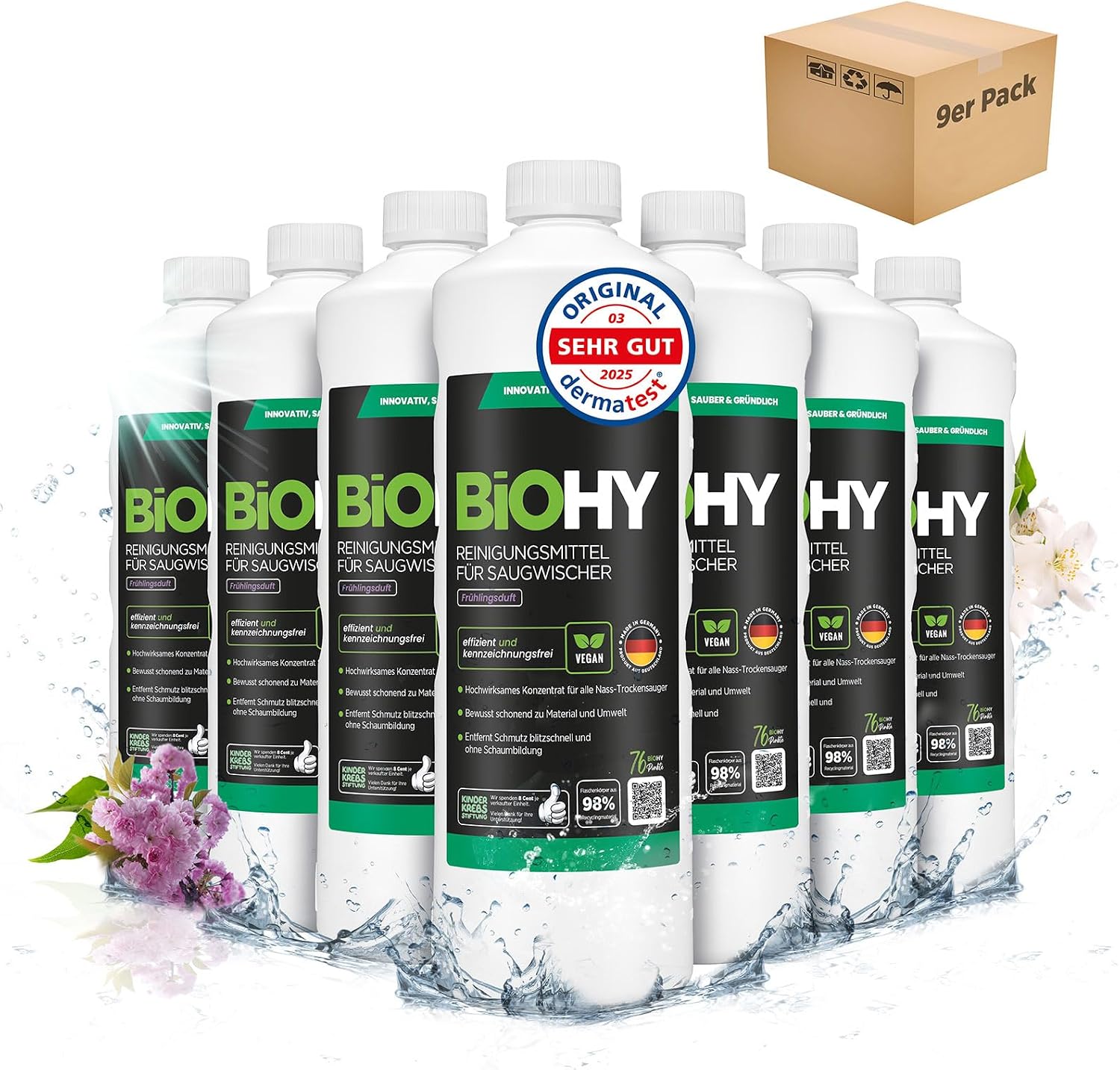 Detalle de BIOHY vloerreinigerconcentraat 9 x 1 l, 1:200, met lentefris aroma