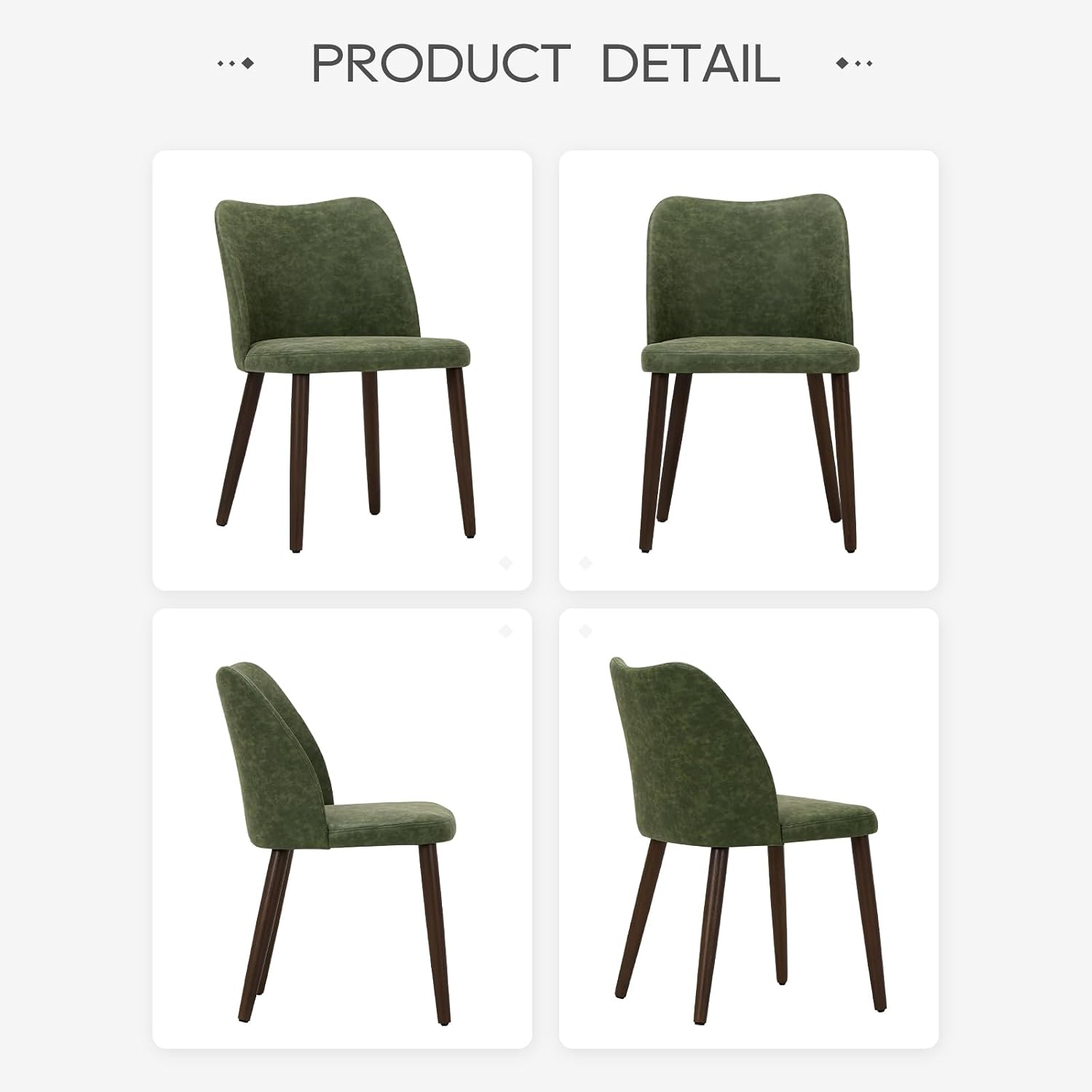 Detalle de COLAMY CA3008B Upholstered Dining Chairs, Green PU Leather, Set of 2