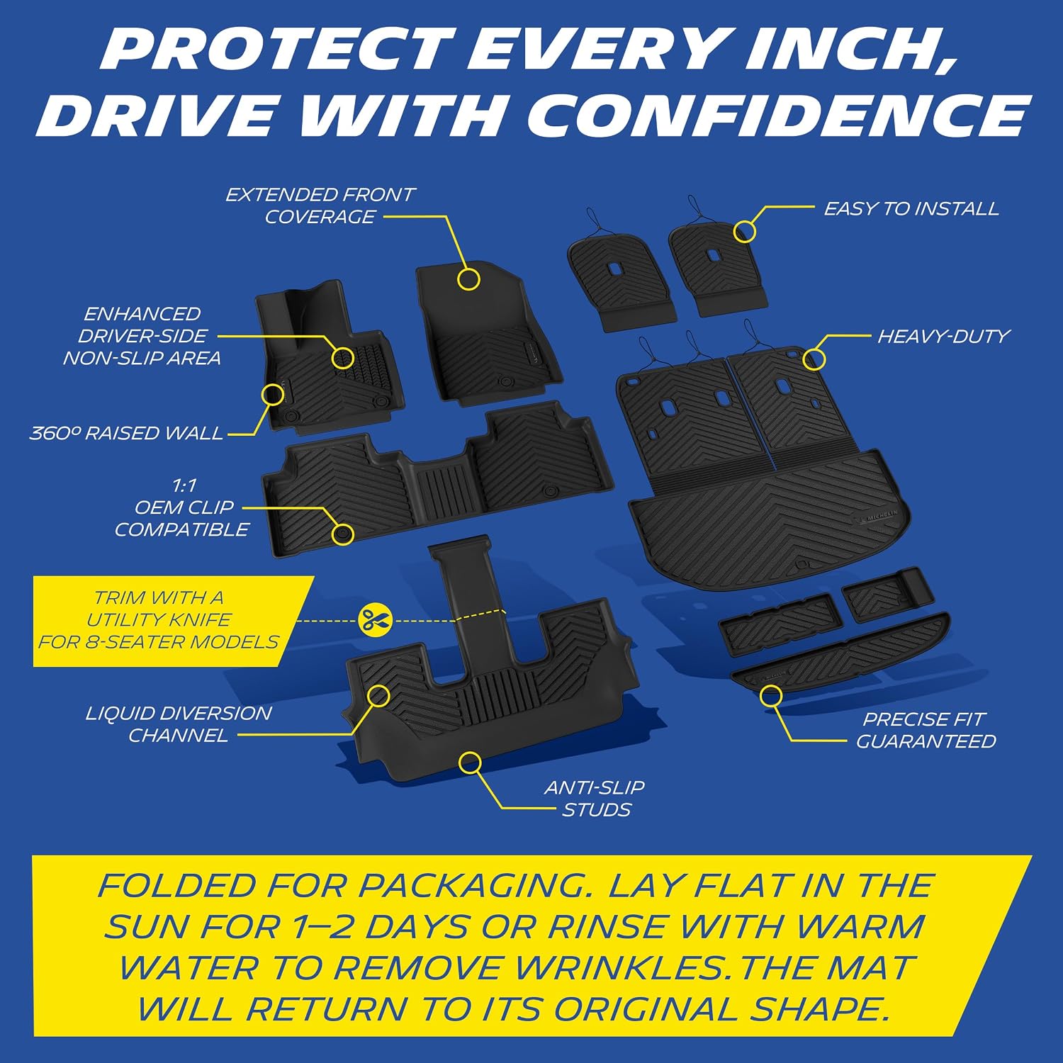 Thumbnail 2 de Michelin Premier Series All-Weather Custom Fit Floor Mats for 2027 Kia Telluride (Gas, 7 & 8 Seats) – 10 Piece
