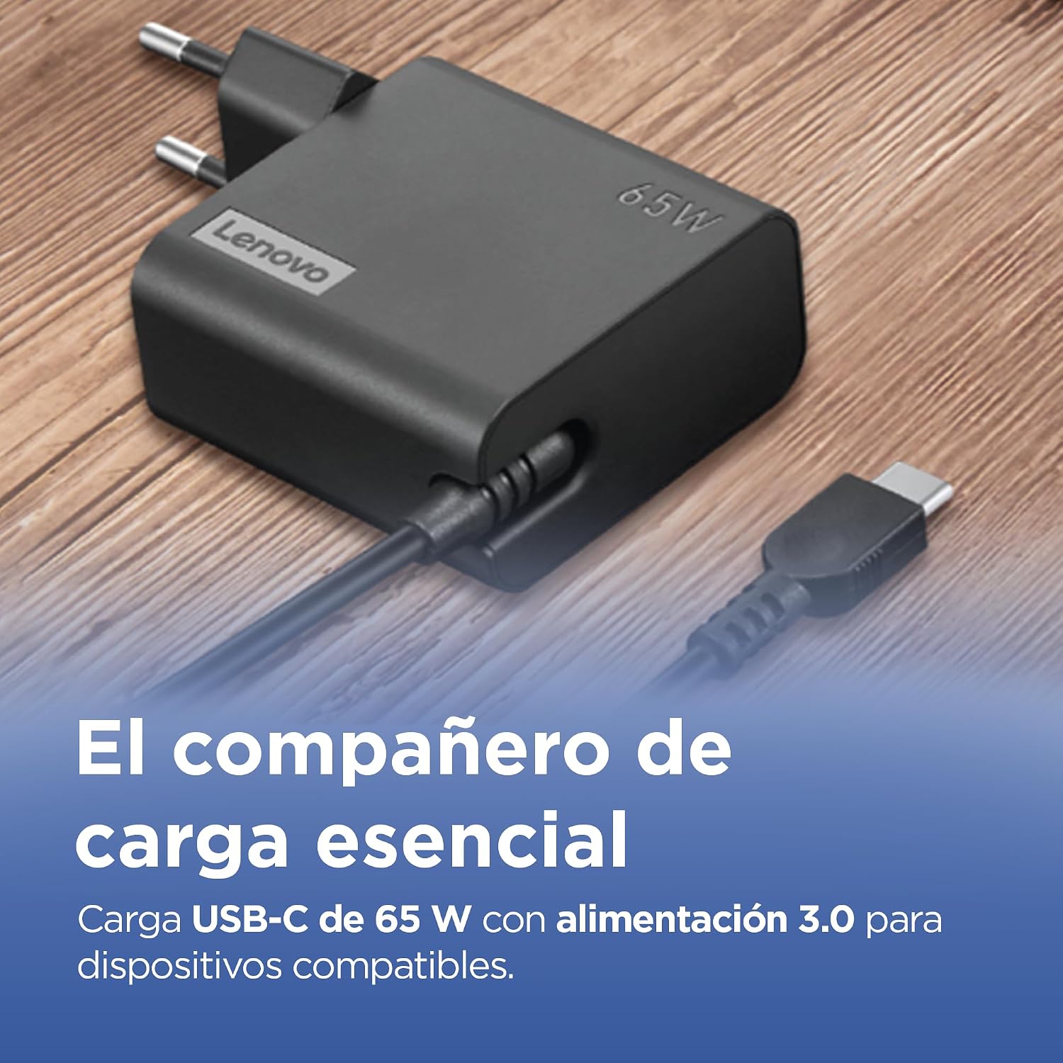 Detalle de Lenovo Adaptador de Pared USB-C de 65 W con Carga Rápida y Cable de 1,7 m
