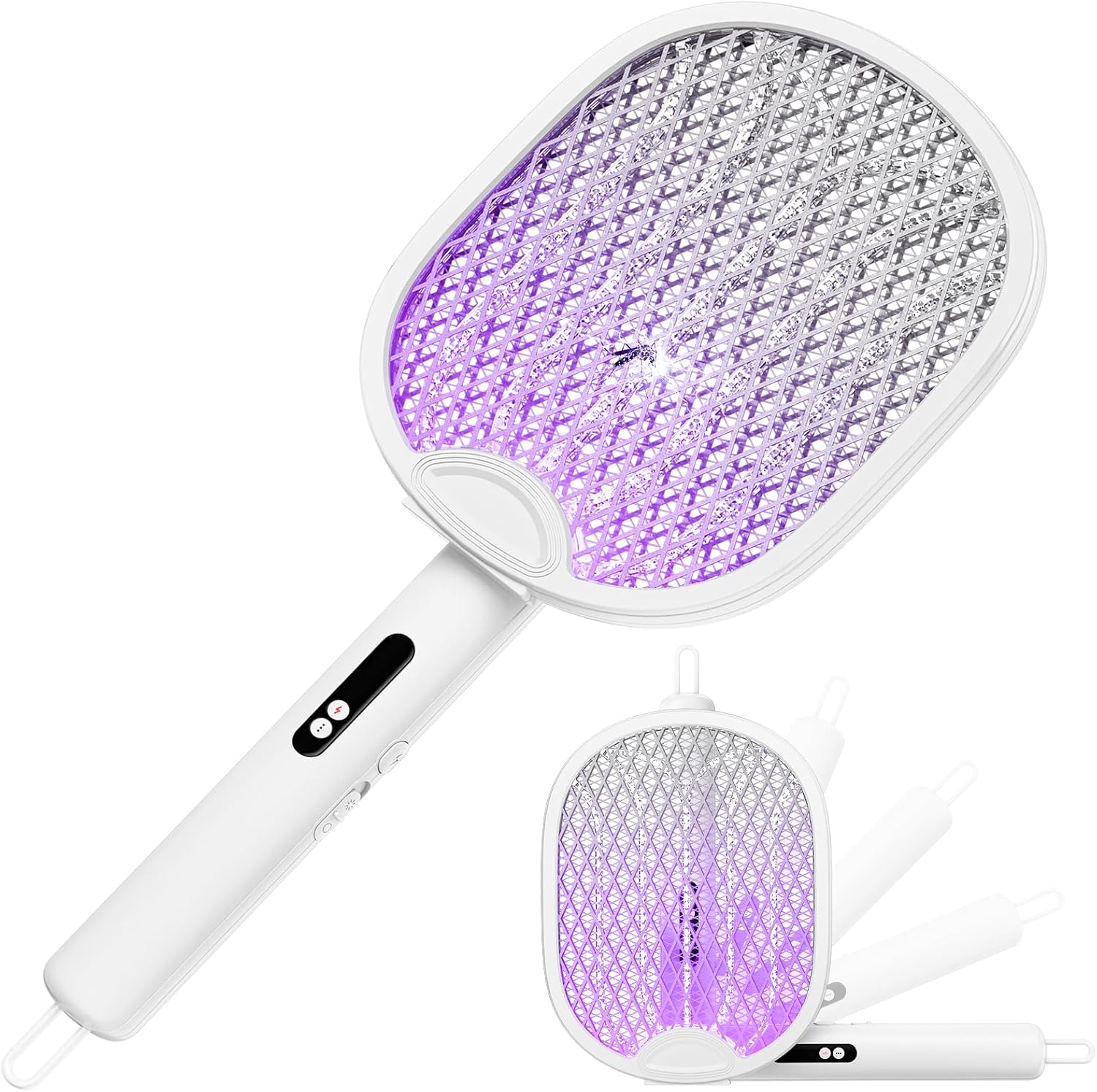 Detalle de ZOVHYYA Elektrische Fliegenklatsche 4000 V – USB-C Akku, Weiß (1800 mAh)