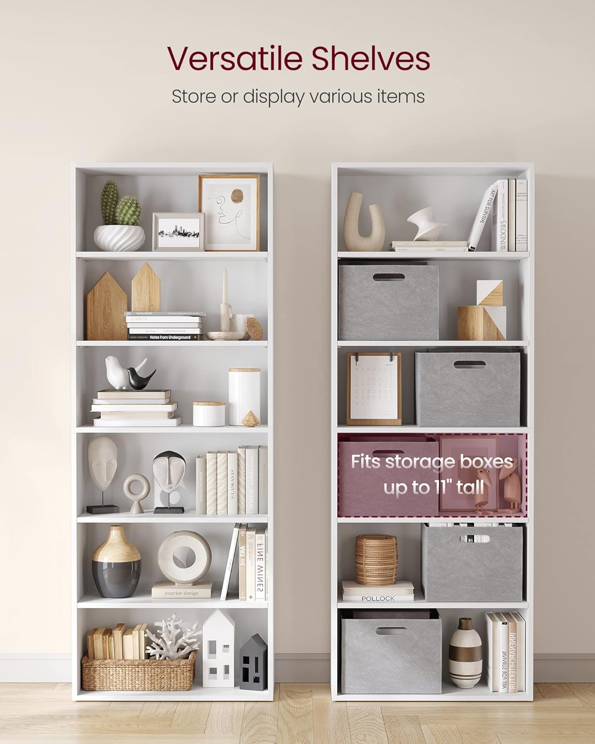 Thumbnail 4 de VASAGLE CUSTOS 6-Tier Bookshelf 9.4x23.6x63.3