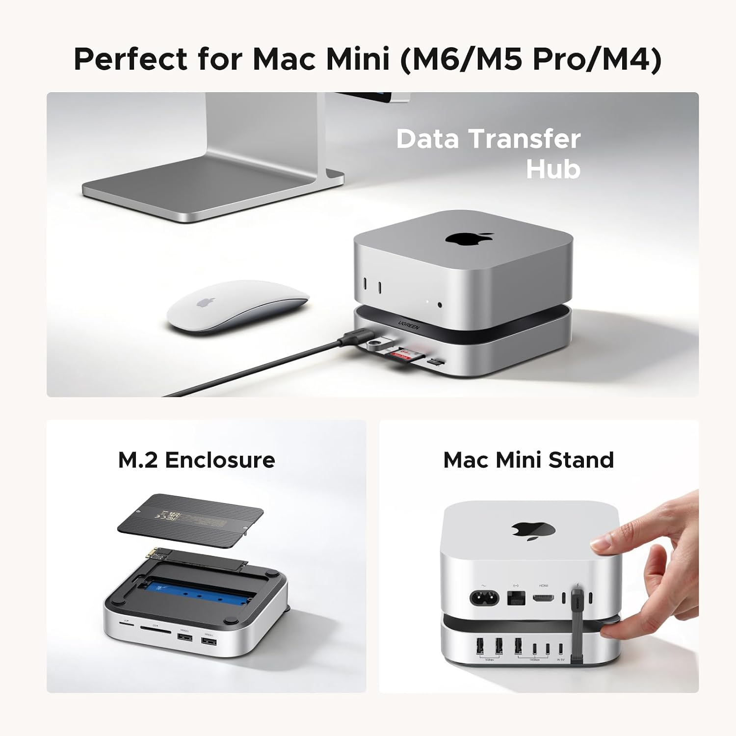 Thumbnail 1 de UGREEN Mac mini Dock & Stand with NVMe SSD Enclosure, 11-in-1, 10Gbps