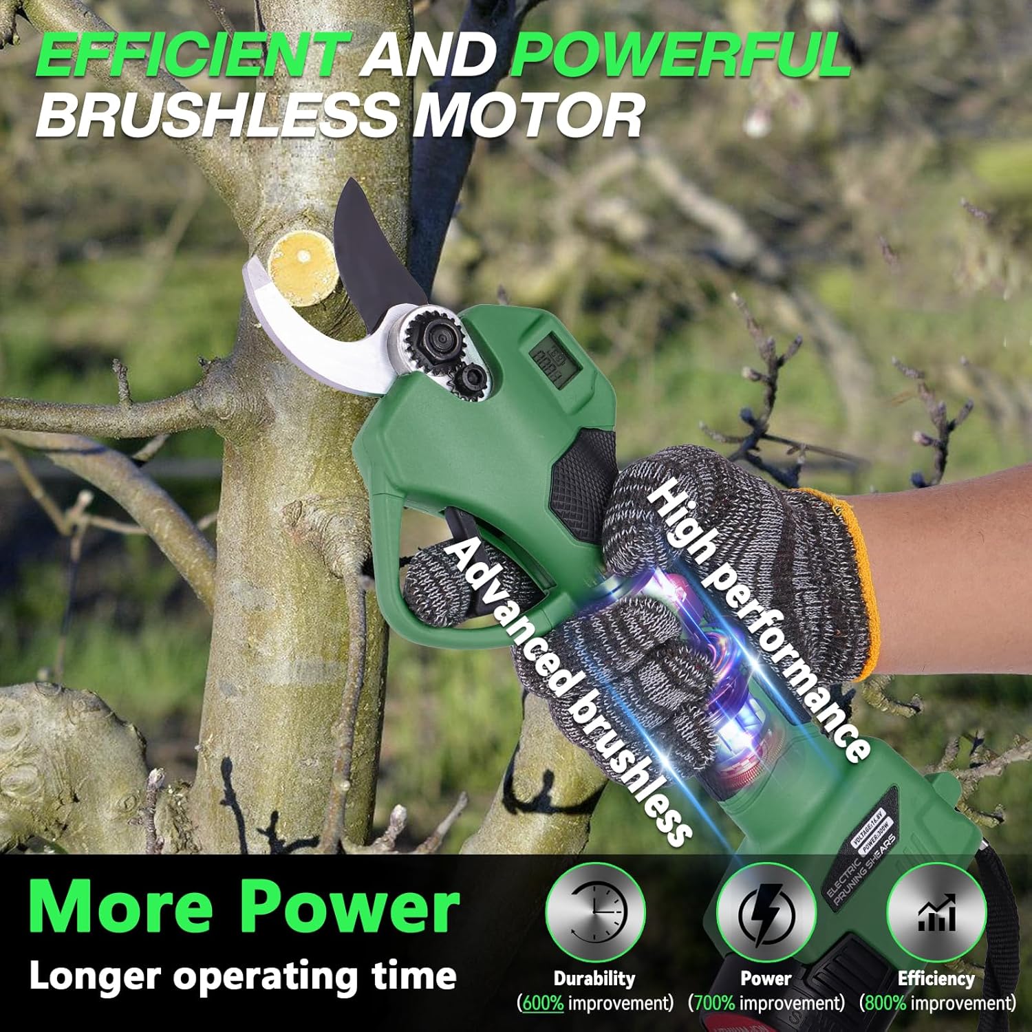 Thumbnail 5 de Forbici Potatura a Batteria con Display LED e 2 Batterie da 2000 mAh – 20–40 mm