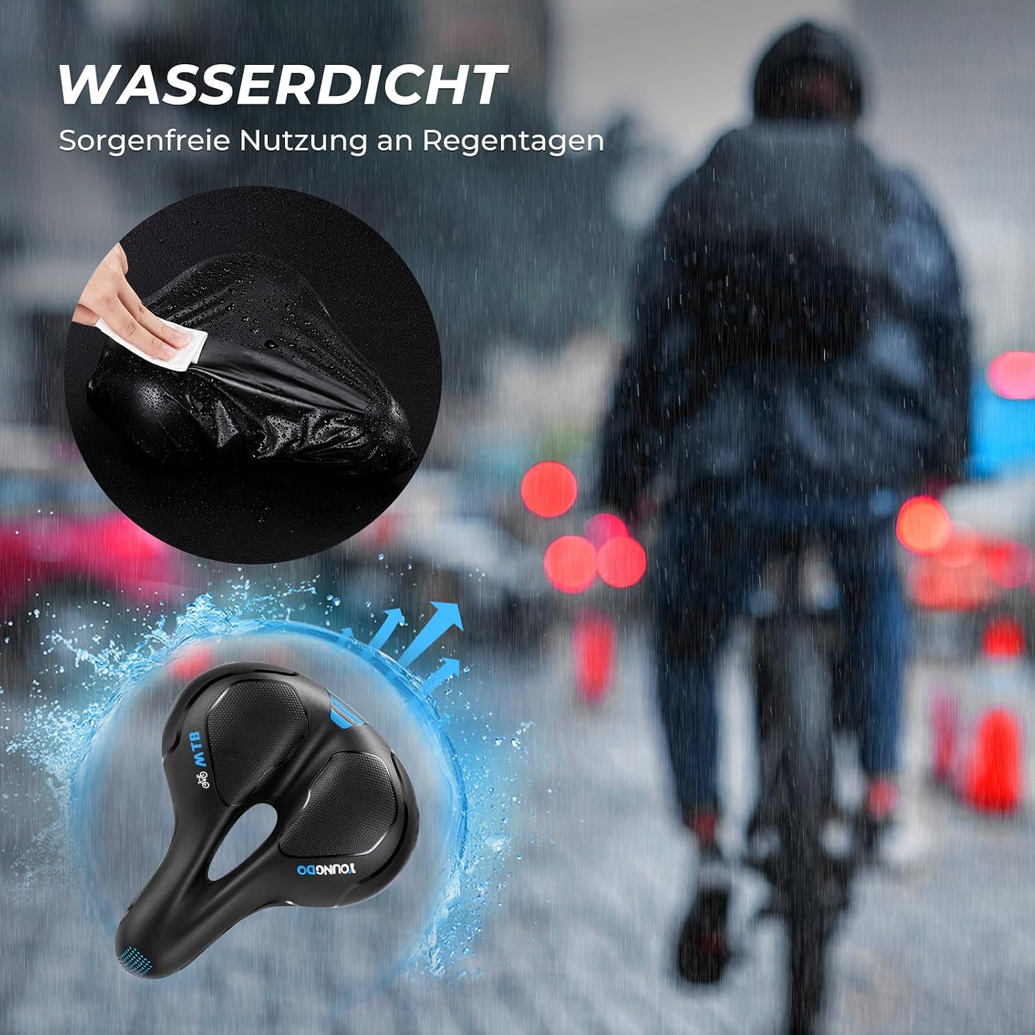 Detalle de YOUNGDO Gel-Fahrradsattel – ergonomisch, komfortabel und atmungsaktiv