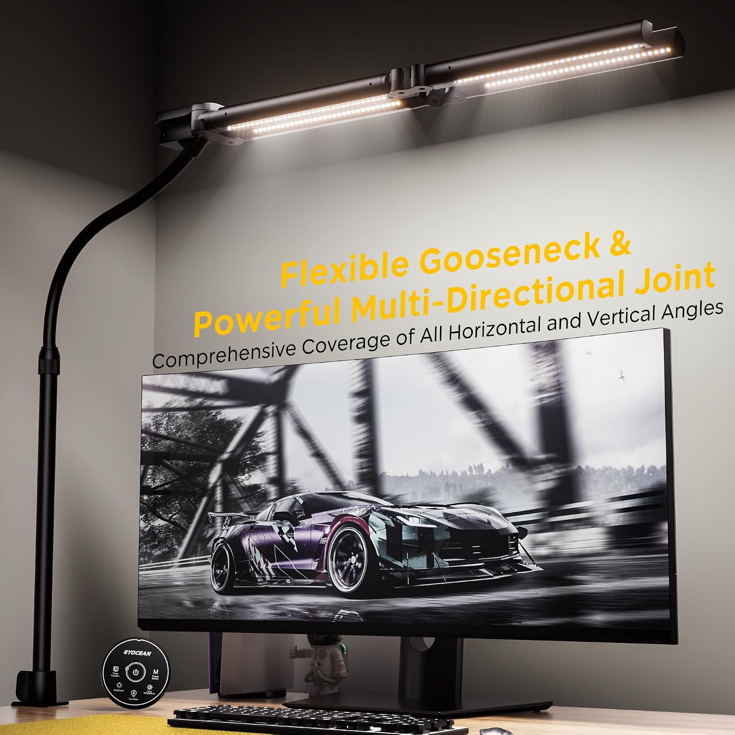 Detalle 2 de EYOCEAN Schreibtischlampe mit 4 Lichtquellen – verstellbar, Fernbedienung, 24W Tageslicht