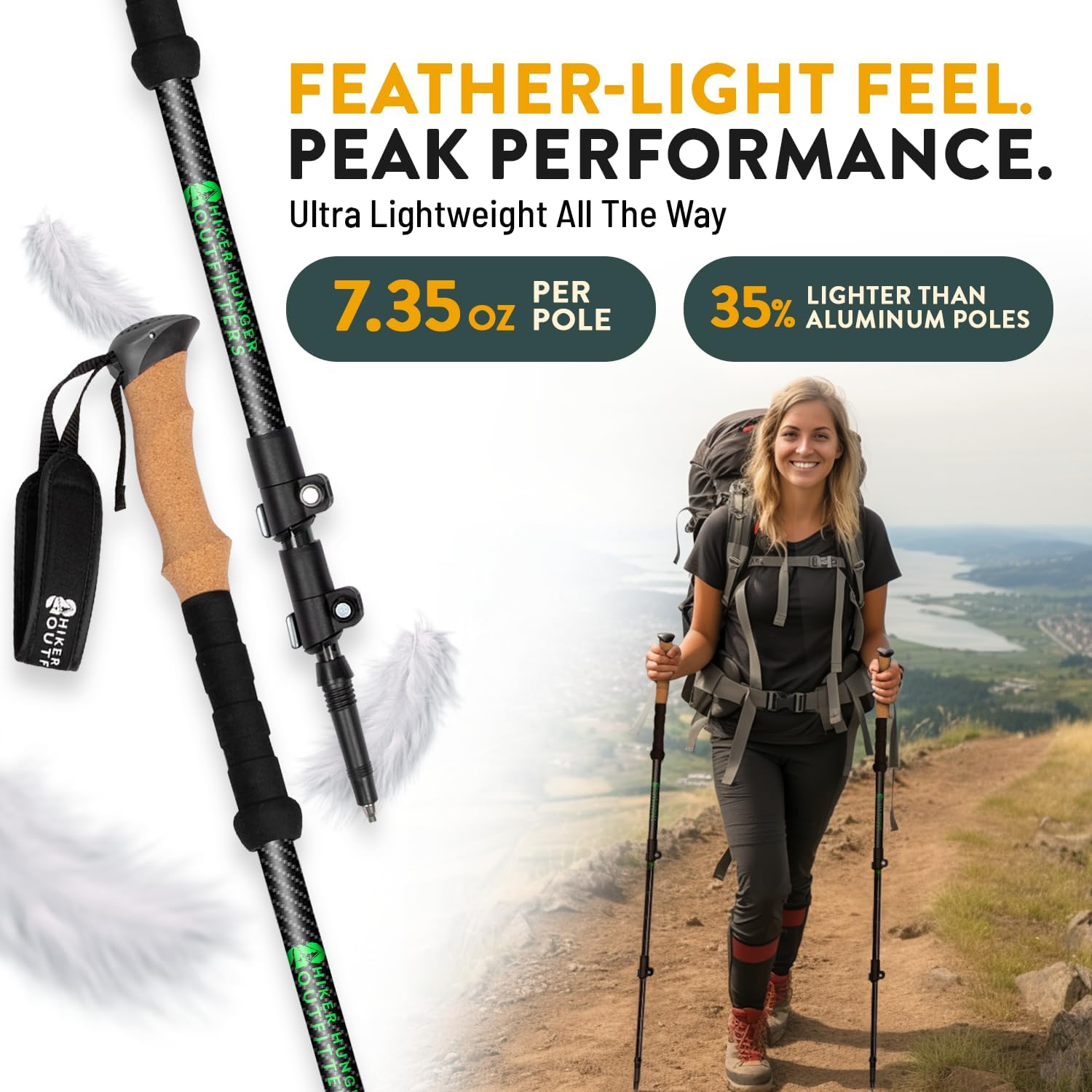 Thumbnail 4 de USA Brand 100% Carbon Fiber Trekking Poles 7.6 oz