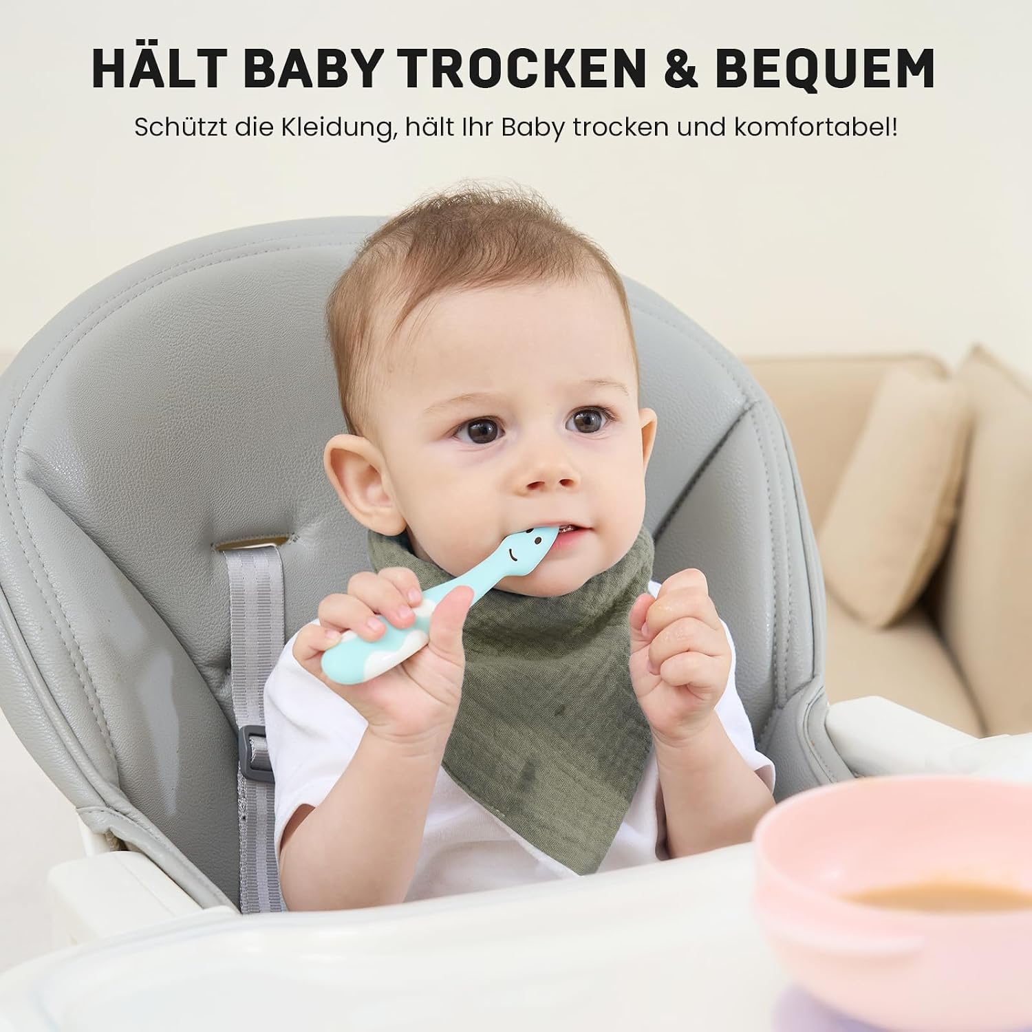 Detalle 2 de IKWOLETI Lätzchen Dreieckstuch Musselin 8er-Set