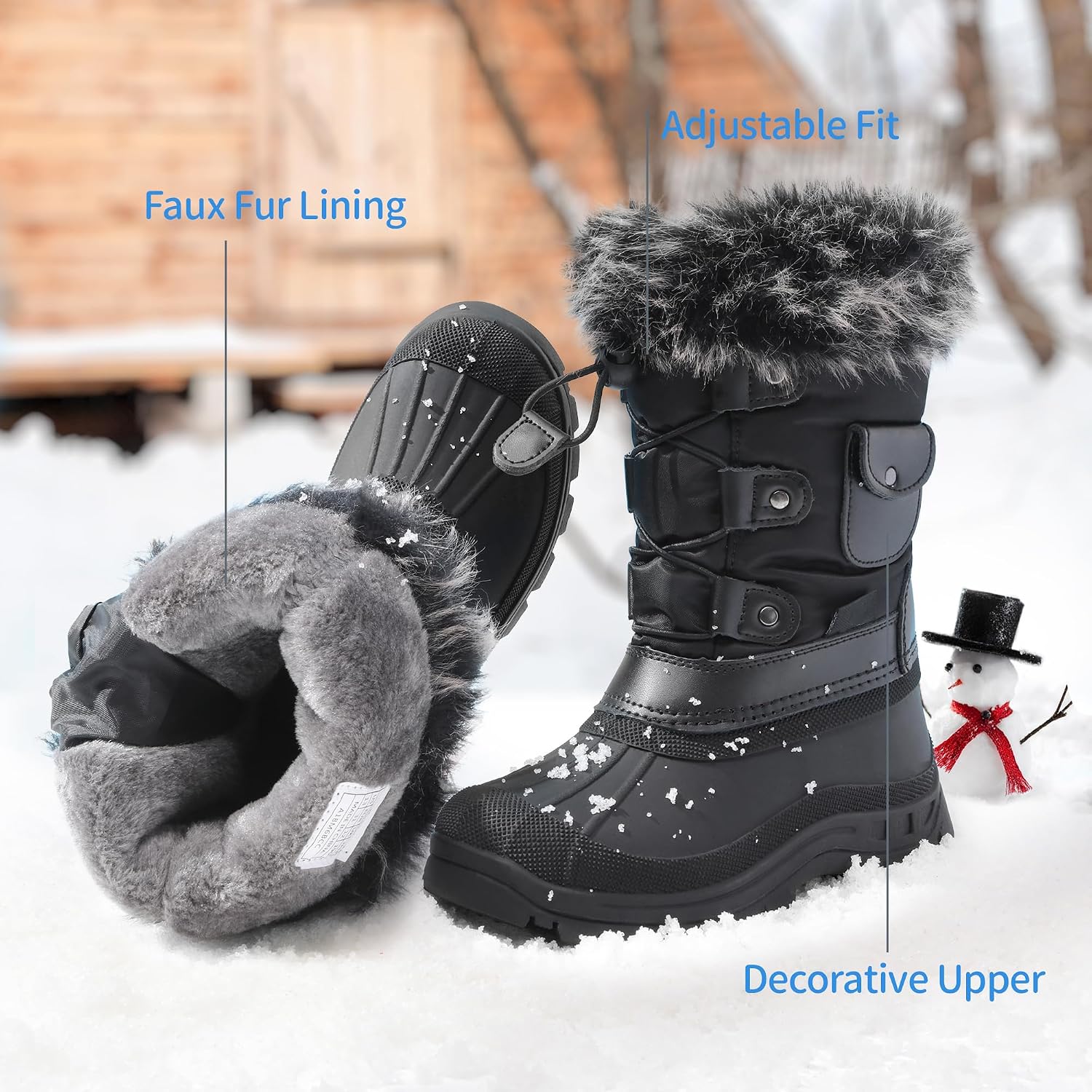 Detalle 1 de DREAM PAIRS Girls' Winter Boots, Faux Fur Lining