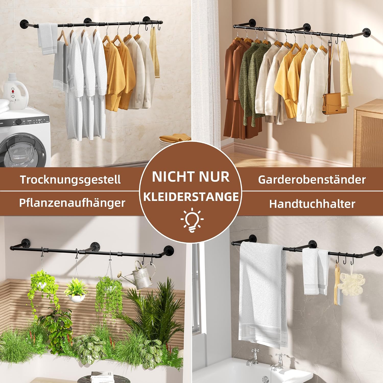Thumbnail 4 de pickpiff Vintage-Kleiderständer 140 cm – robuster Wandkleiderständer im Industrie- und Retro-Design