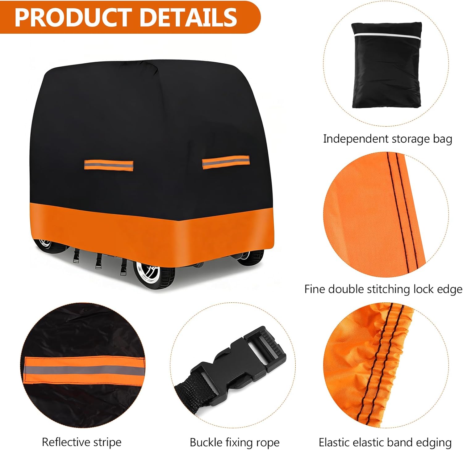 Thumbnail 1 de Extra Large Mobility Scooter Cover (Waterproof Heavy Duty 420D Oxford Fabric) with 4 Reflective Strips and 3 Buckles