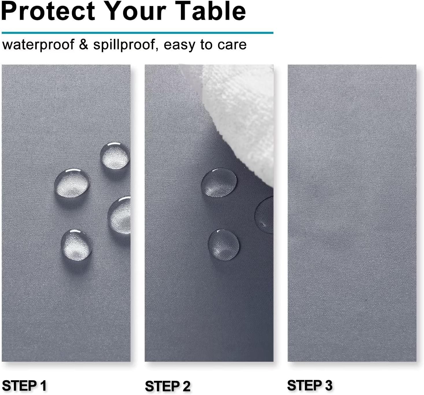 Thumbnail 1 de Hiasan nappe rectangulaire anti-taches lavable 140x300 cm gris pour extérieur, jardin et repas