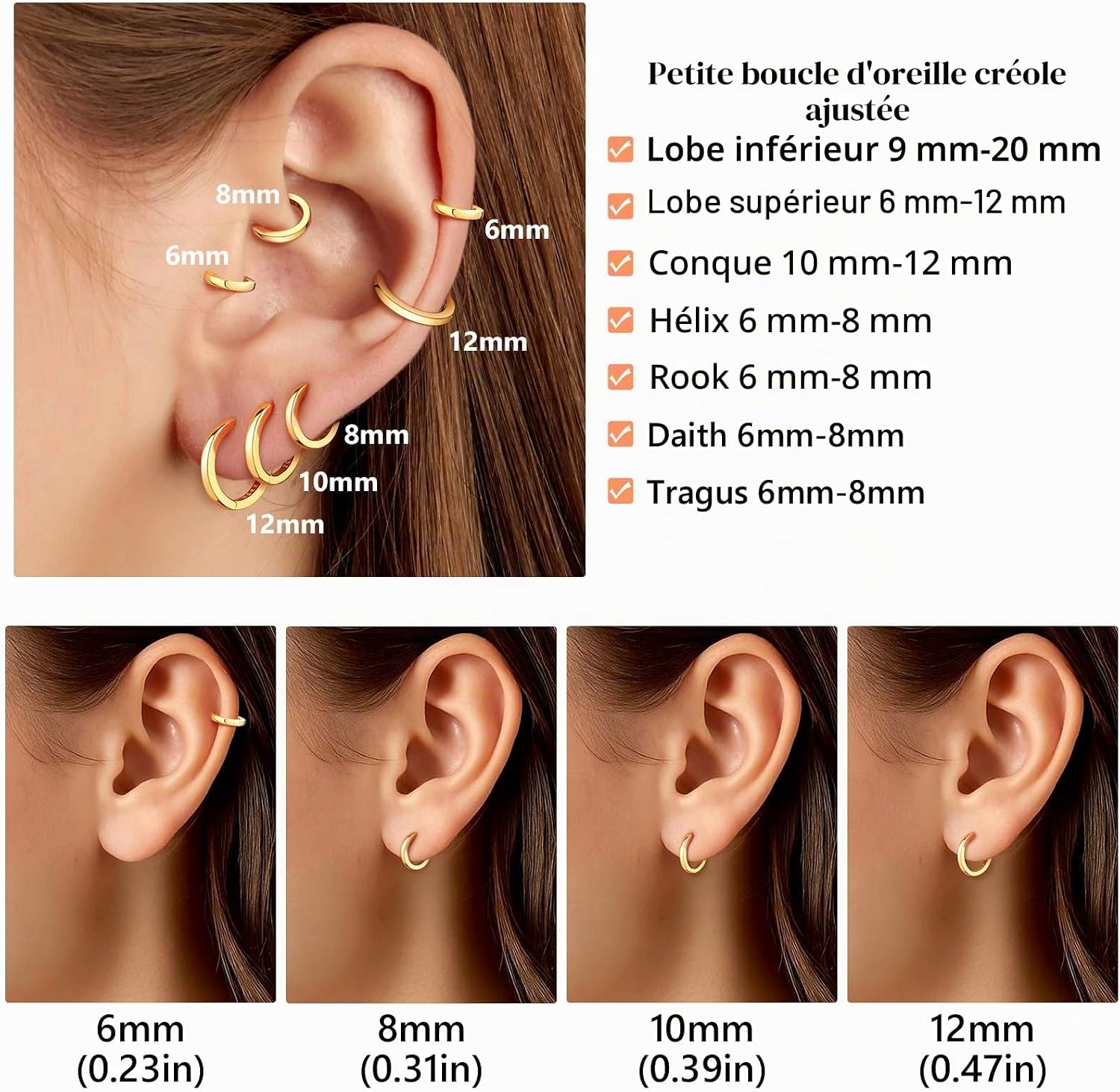 Thumbnail 6 de Silvora Petit Créole en Argent 925 Massif — Boucles d’oreilles créoles miniatures, hypoallergéniques et polyvalentes