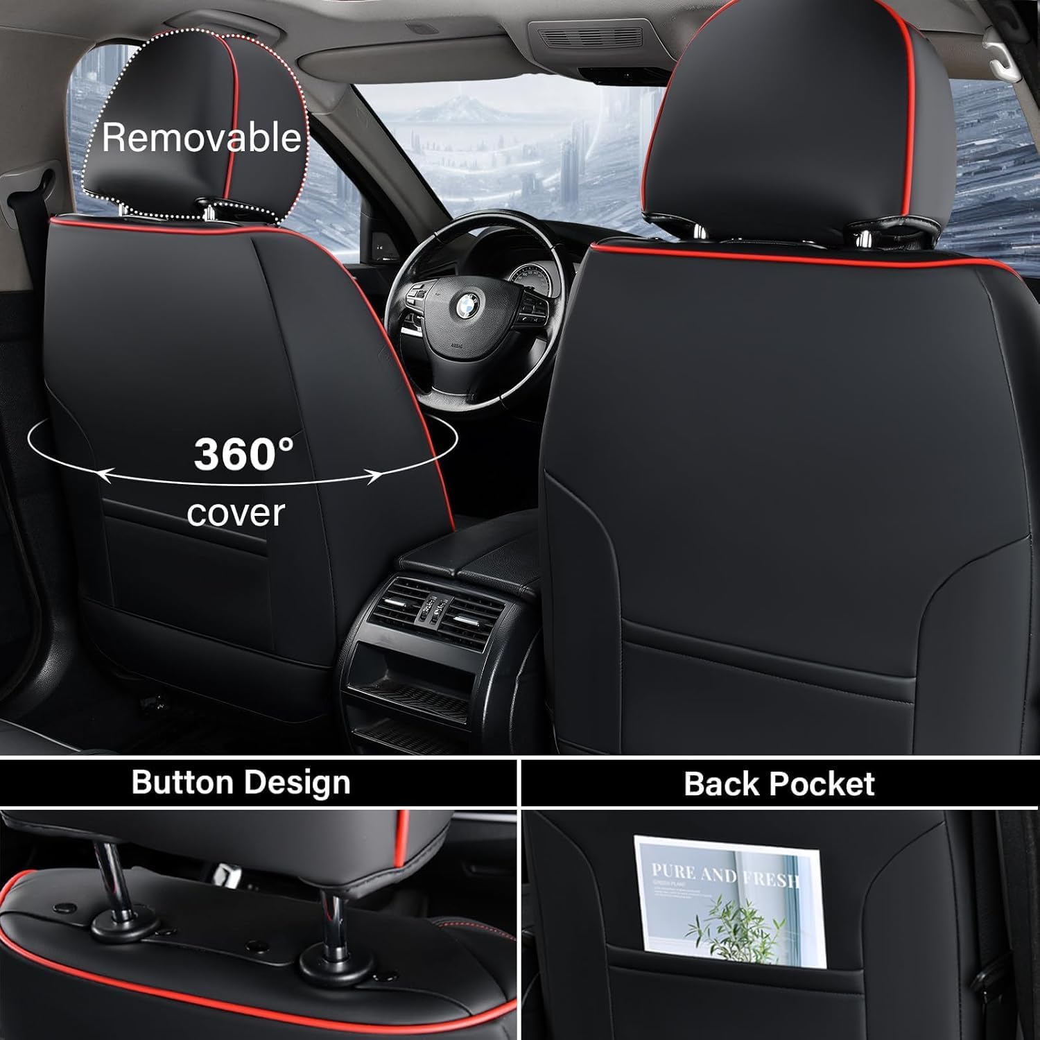 Thumbnail 3 de Coverado Car Seat Covers Full Set: Waterproof Nappa Leather Protection for Most Cars