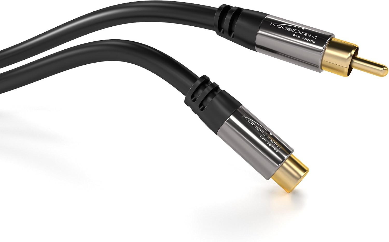 Detalle de KabelDirekt Cinch-Verlängerungskabel 3 m – Hybrid-Kabel für brillanten Ton, entwickelt in Deutschland