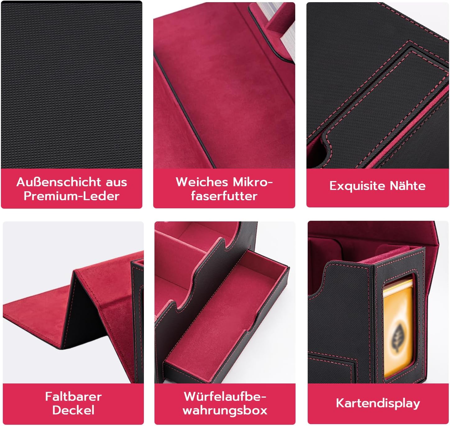 Detalle de Tolesum Doppelschicht Deck Box für MTG: Sammelkartenbox mit Schaufenster & Würfelfach (PU Leder, magnetisch)