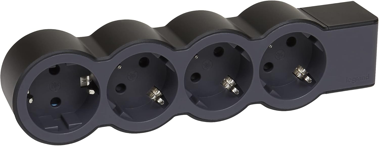 Thumbnail 1 de Legrand 694576 Regleta de Enchufes 4 Tomas, Negro/Gris ⚡