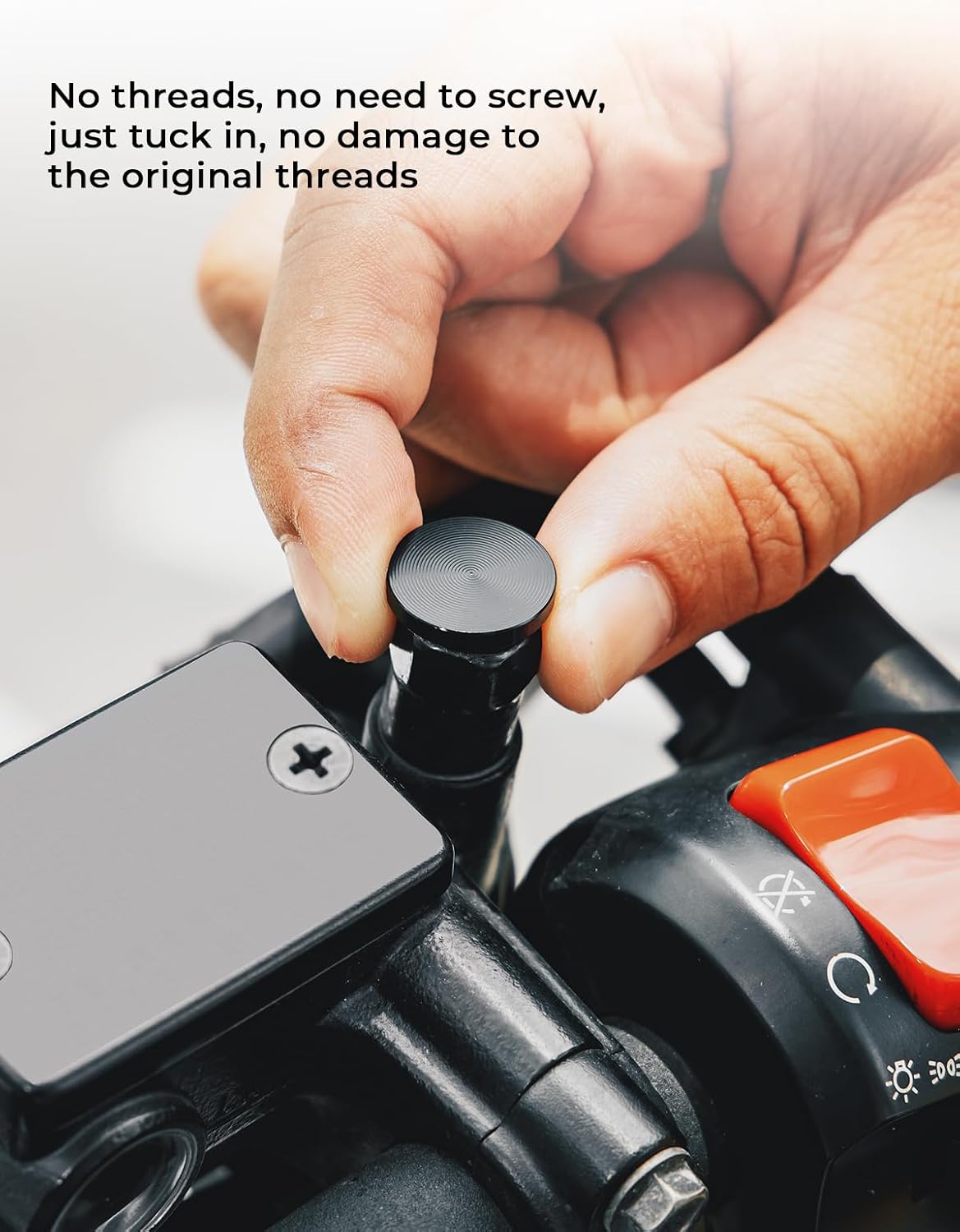 Detalle 2 de KEMIMOTO Universal M10 Motorrad Spiegel Blindstopfen (CNC-Aluminium) für Spiegelgewinde, 2 Stück