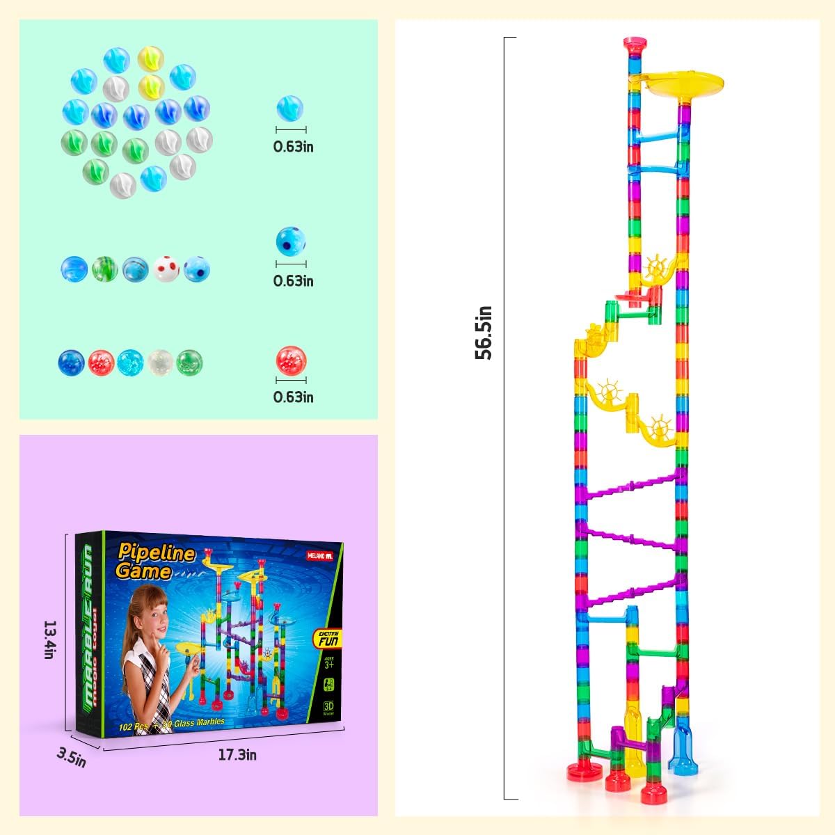 Thumbnail 5 de Meland Marble Run 132-piece marble track set 🧩