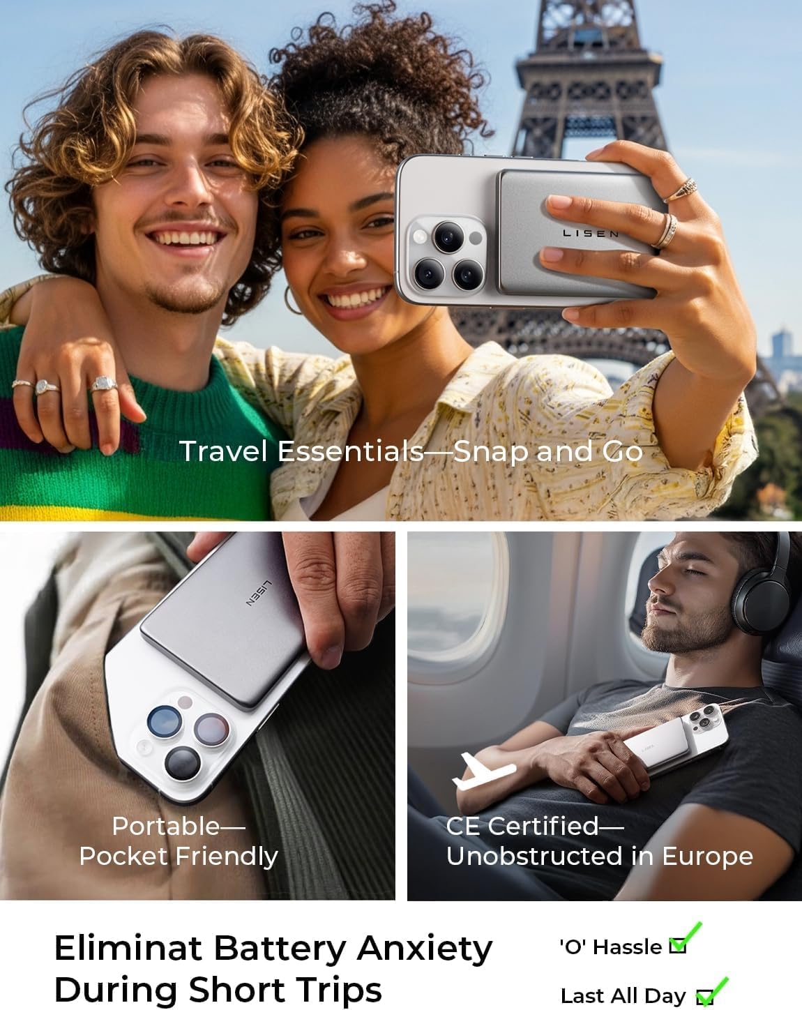 Thumbnail 3 de LISEN QI2 MagSafe Power Bank Slim (5000mAh) – 15W magnetic charger for iPhone