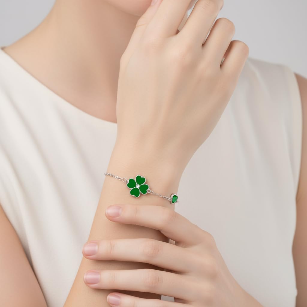 Thumbnail 6 de Yinsen Kleeblatt-Armband für Damen aus 925 Sterling Silber – glücksbringer Armkette mit Geschenkbox