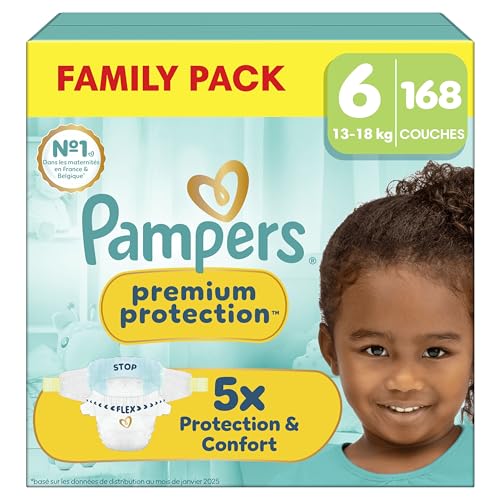 Detalle de Pampers Premium Protection Couches Taille 6 – Family Pack 168