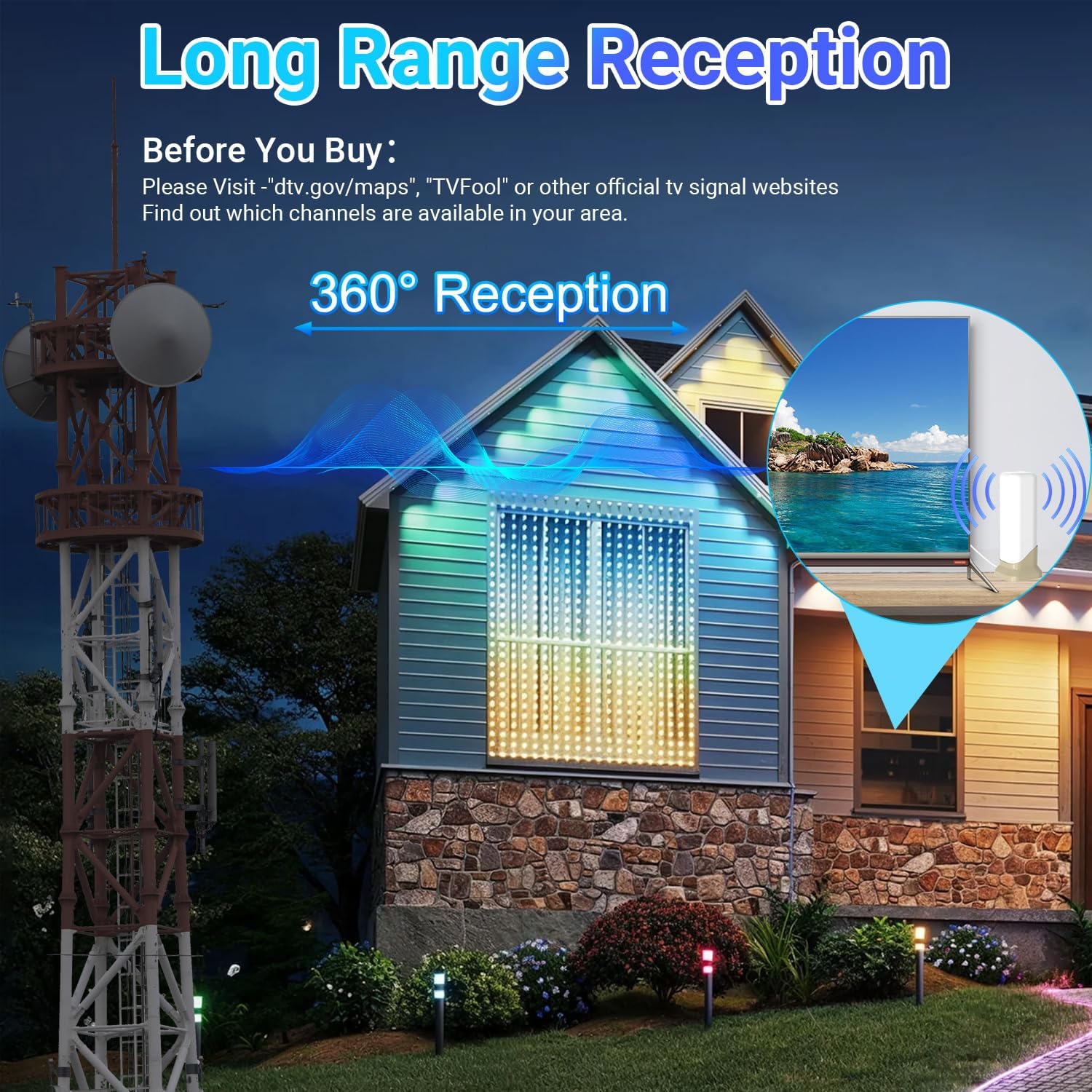 Detalle 2 de TV Antenna for Smart TV Indoor with Magnetic Base – 2026 HD Indoor Antenna (Kakhi)