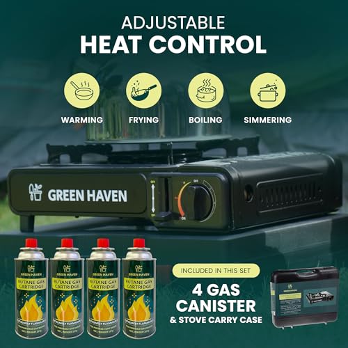 Thumbnail 2 de GREEN HAVEN Black Portable Camping Stove with Carry Case – 2100 W, EN417, Piezo Ignition