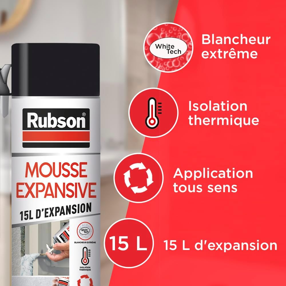 Thumbnail 2 de Rubson - Mousse Expansive Multi-Usages (Lot de 2x345 ml) Blanche