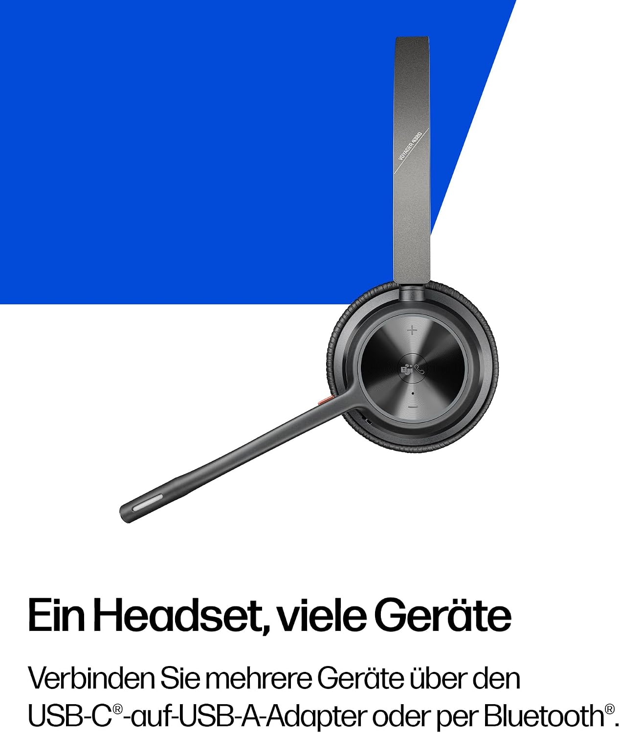 Thumbnail 5 de Schnurloses Poly Voyager 4320 UC-Headset mit Ladestation – Stereo, Noise Cancelling Mikrofonarm, Bluetooth-Verbindung zu PC/Mac/Smartphone