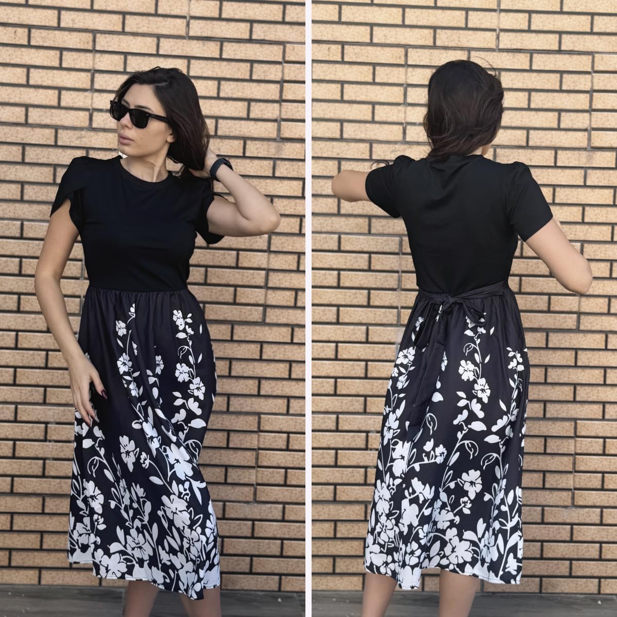 Thumbnail 4 de ZEAGOO Damen Sommerkleid mit Taschen, A-Linie & Blumendesign – Midikleid mit hoher Taille (S–XXL)