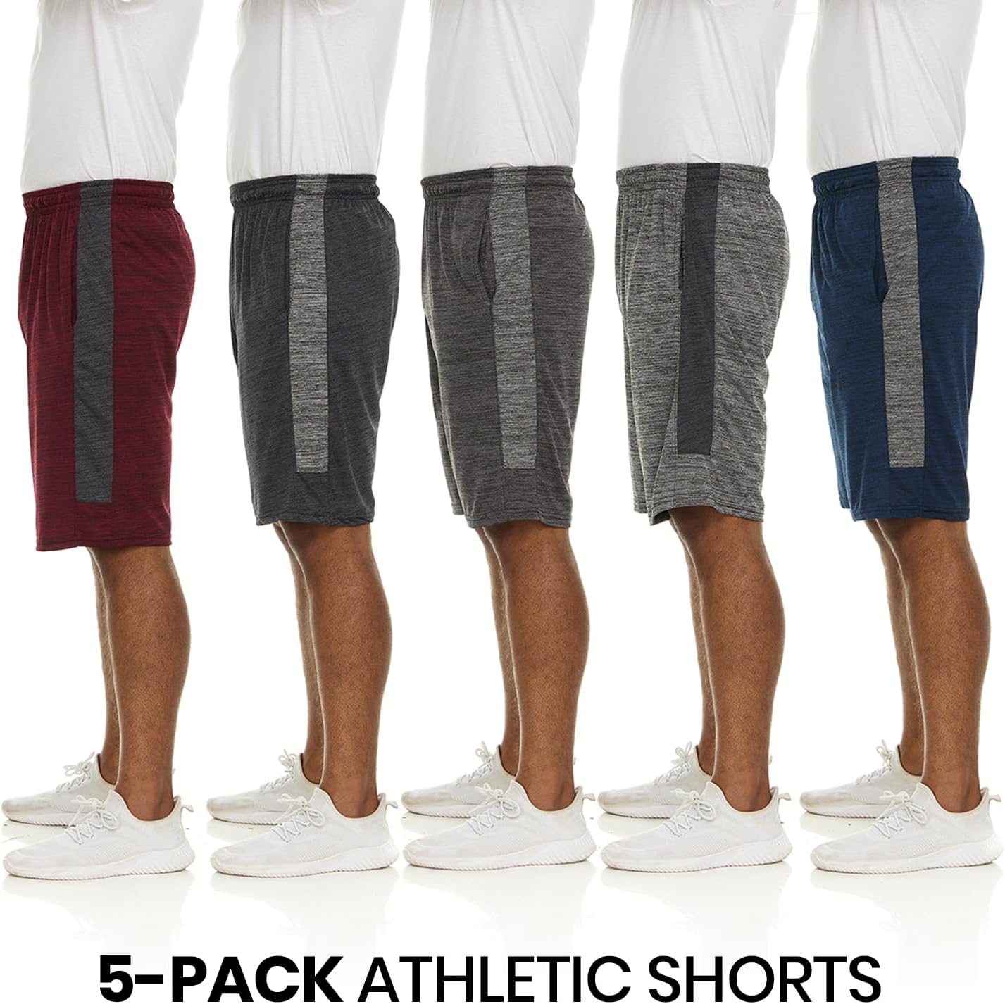Thumbnail 1 de Essential Elements 5 Pack Men's Dry-Fit Sweat Resistant Active Athletic Performance Shorts