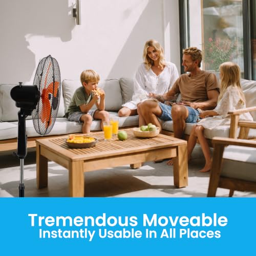 Thumbnail 3 de Belaco 16" Pedestal Fan BSF-40R1 — Oscillating, Height-Adjustable, Orange