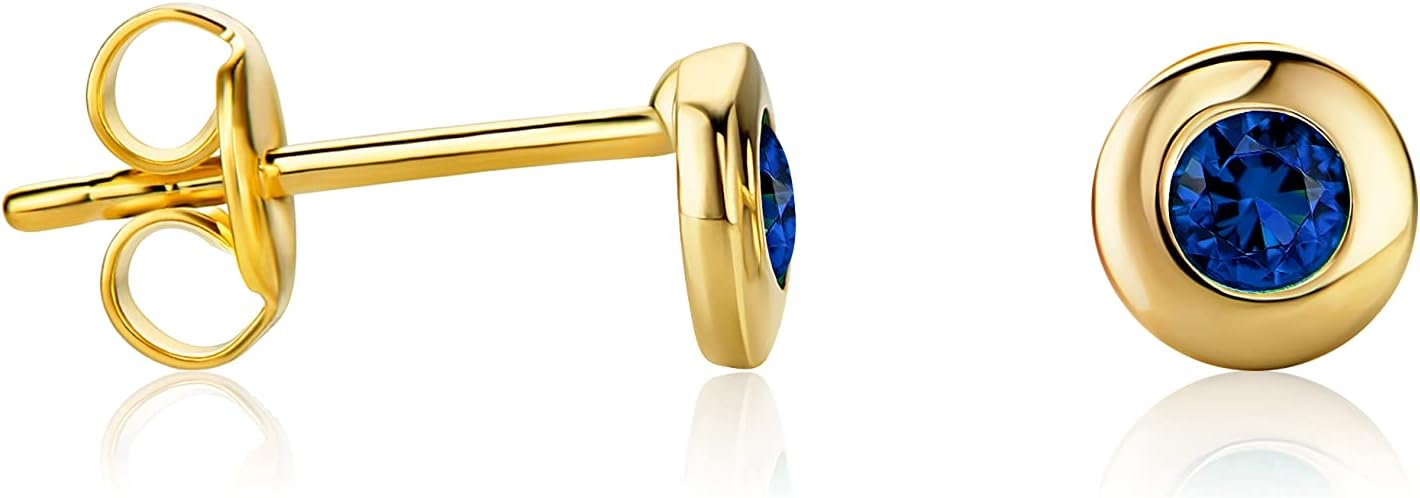 Detalle de Orecchini solitari in oro giallo 585 (14 kt) con pietra portafortuna – rubino sintetico, 5,5 mm