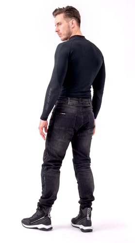 Detalle 2 de Shima Rider Pantalón Moto Hombre con Protectores Airforce – Tejanos ajustados en azul, talla 34/34